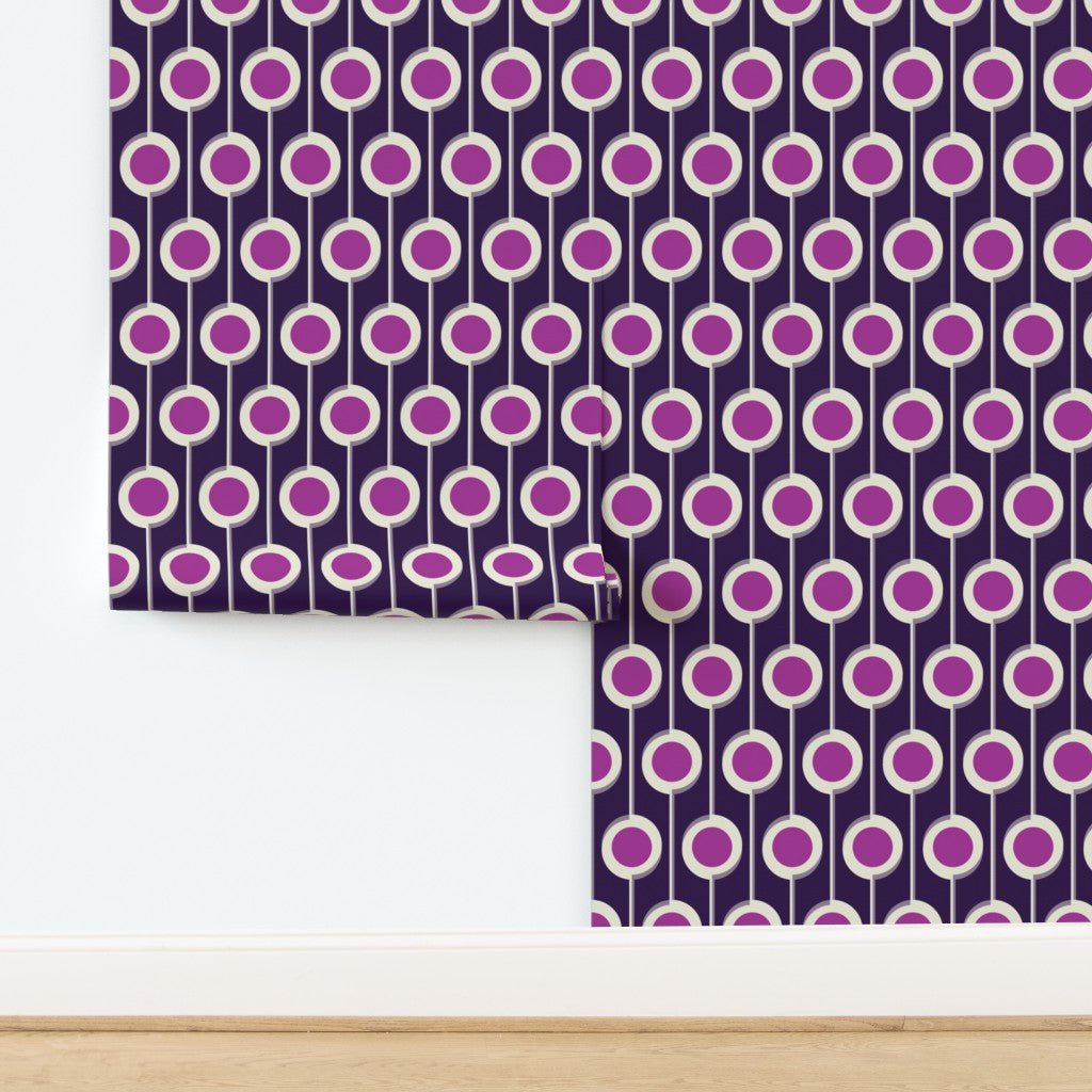 Modernist Floral Wallpaper in Five Bright Retro Colors