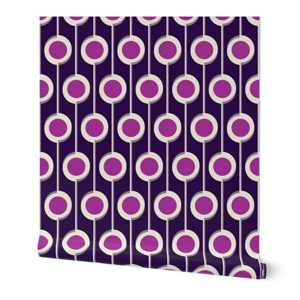 Modernist Floral Wallpaper in Five Bright Retro Colors