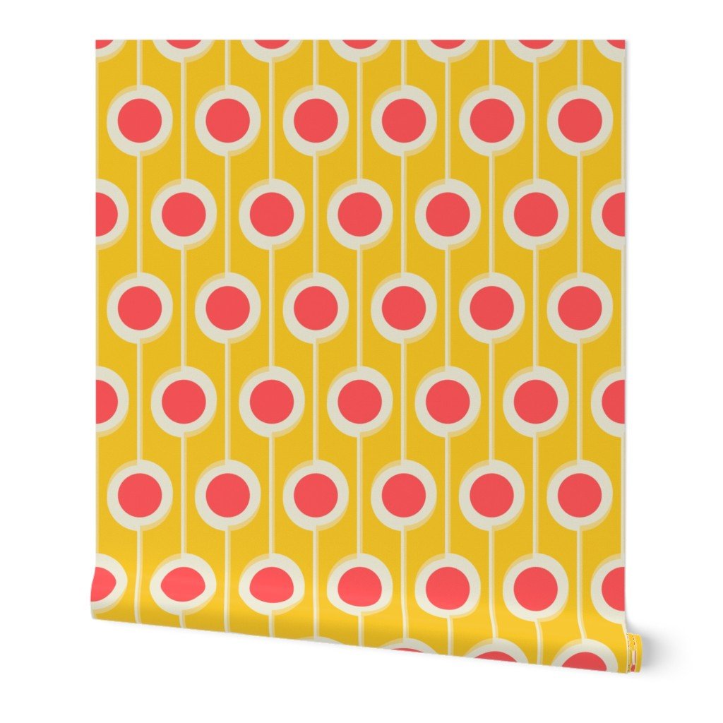 Modernist Floral Wallpaper in Five Bright Retro Colors
