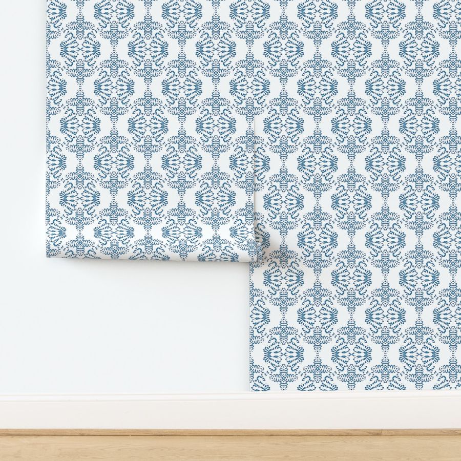 Blue Damask Wallpaper for a Vintage or Traditional Look