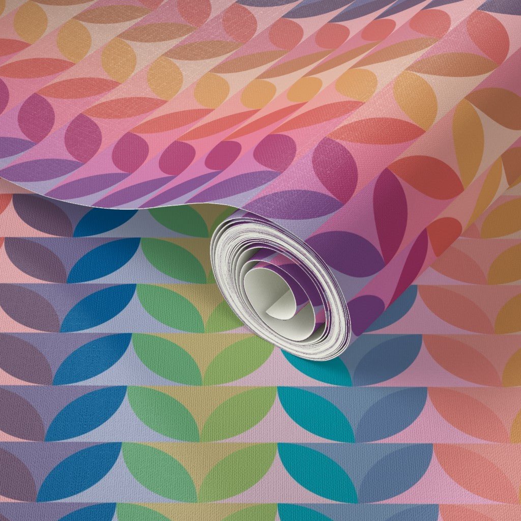 Bejeweled Rainbow Striped Modern Wallpaper