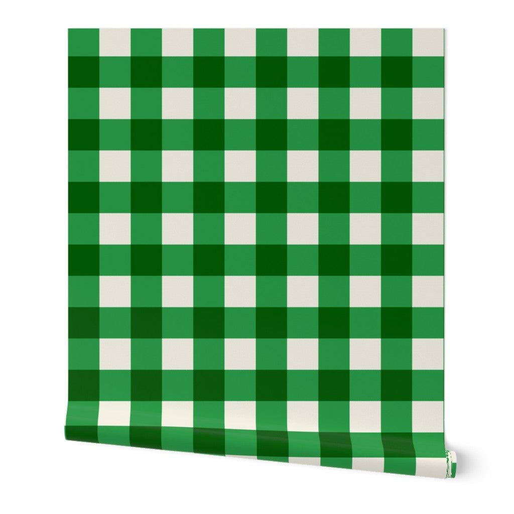 Modern Gingham Wallpaper in Raspberry, Grape or Bright Green