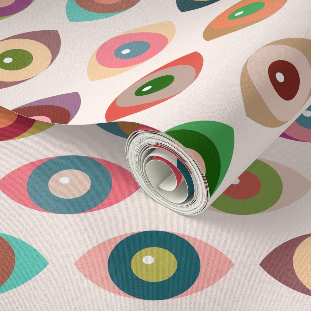 Retro Novelty Eyeball Wallpaper - Fun Novelty Peepers Design for Kids & Bathrooms
