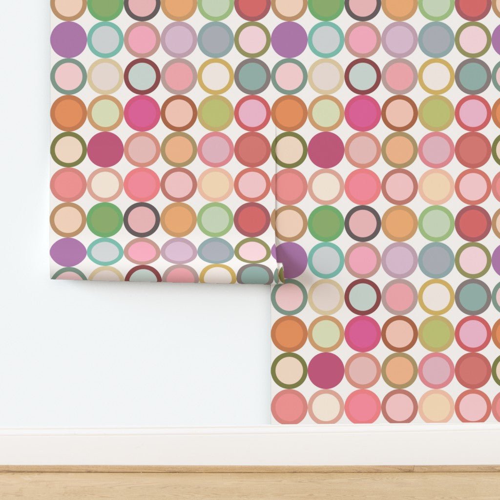 Retro Modern Earthy Circles Wallpaper - Mid-Century Nursery & Kids Room Decor