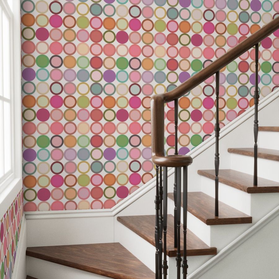 Retro Modern Earthy Circles Wallpaper - Mid-Century Nursery & Kids Room Decor