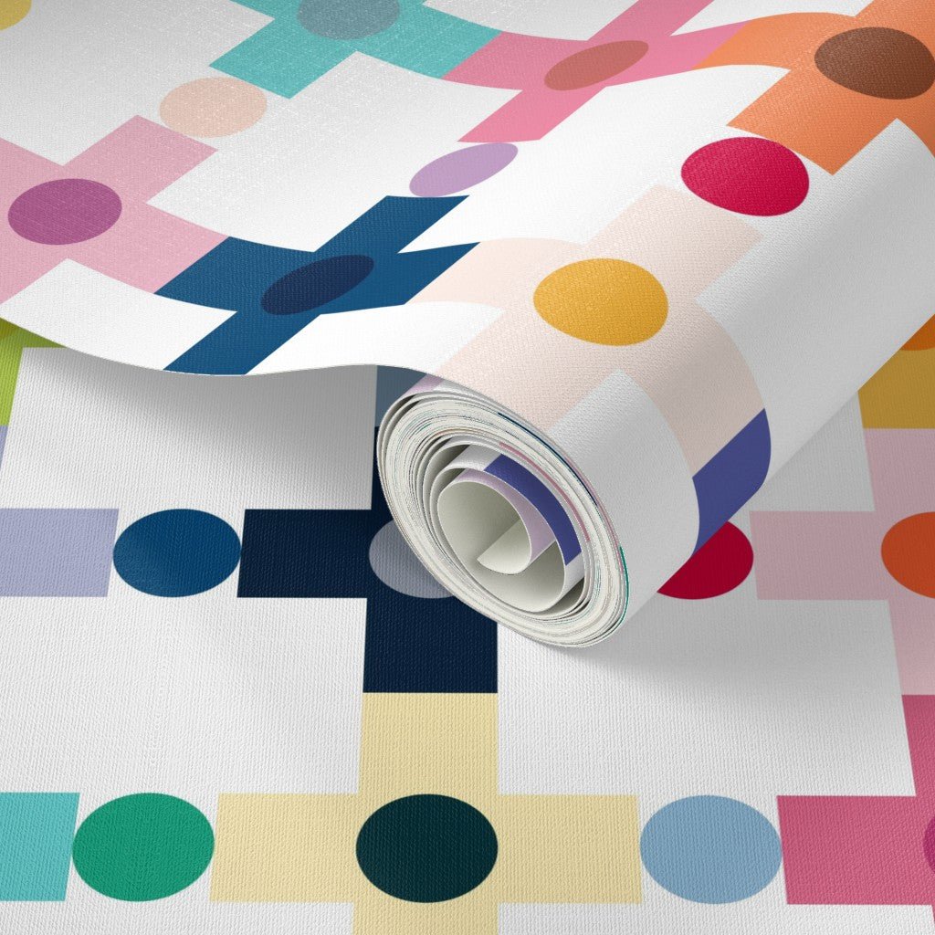 Retro Modern Cross Pattern Wallpaper - Mid-Century Scandinavian Design