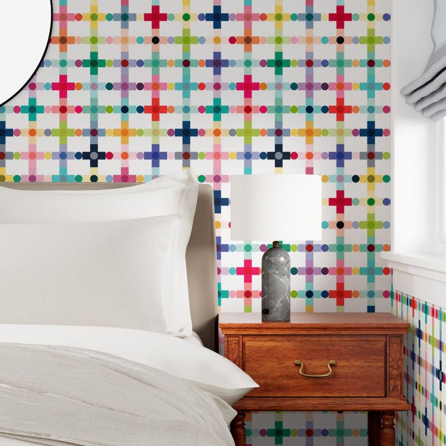 Retro Modern Cross Pattern Wallpaper - Mid-Century Scandinavian Design