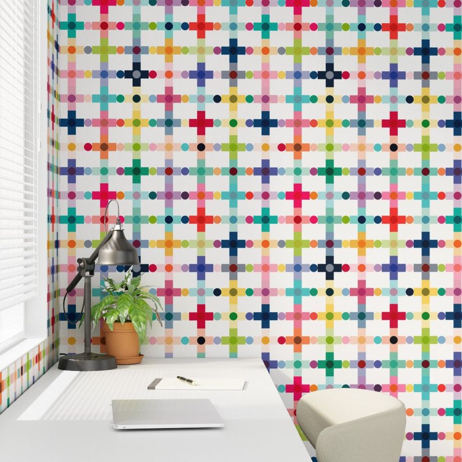 Retro Modern Cross Pattern Wallpaper - Mid-Century Scandinavian Design