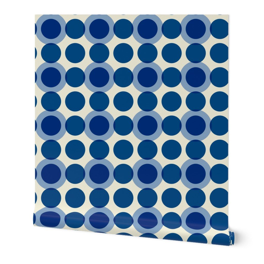 Blueberry Retro Wallpaper - Mid-Century Modern Blue Dot Pattern