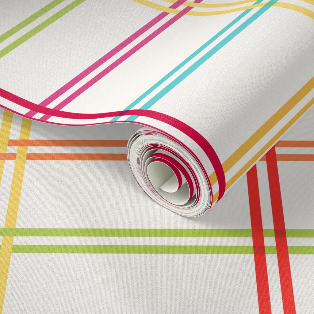 Lollipop Plaid Wallpaper – Retro Candy Stripe Pattern | Victoria Bright Home