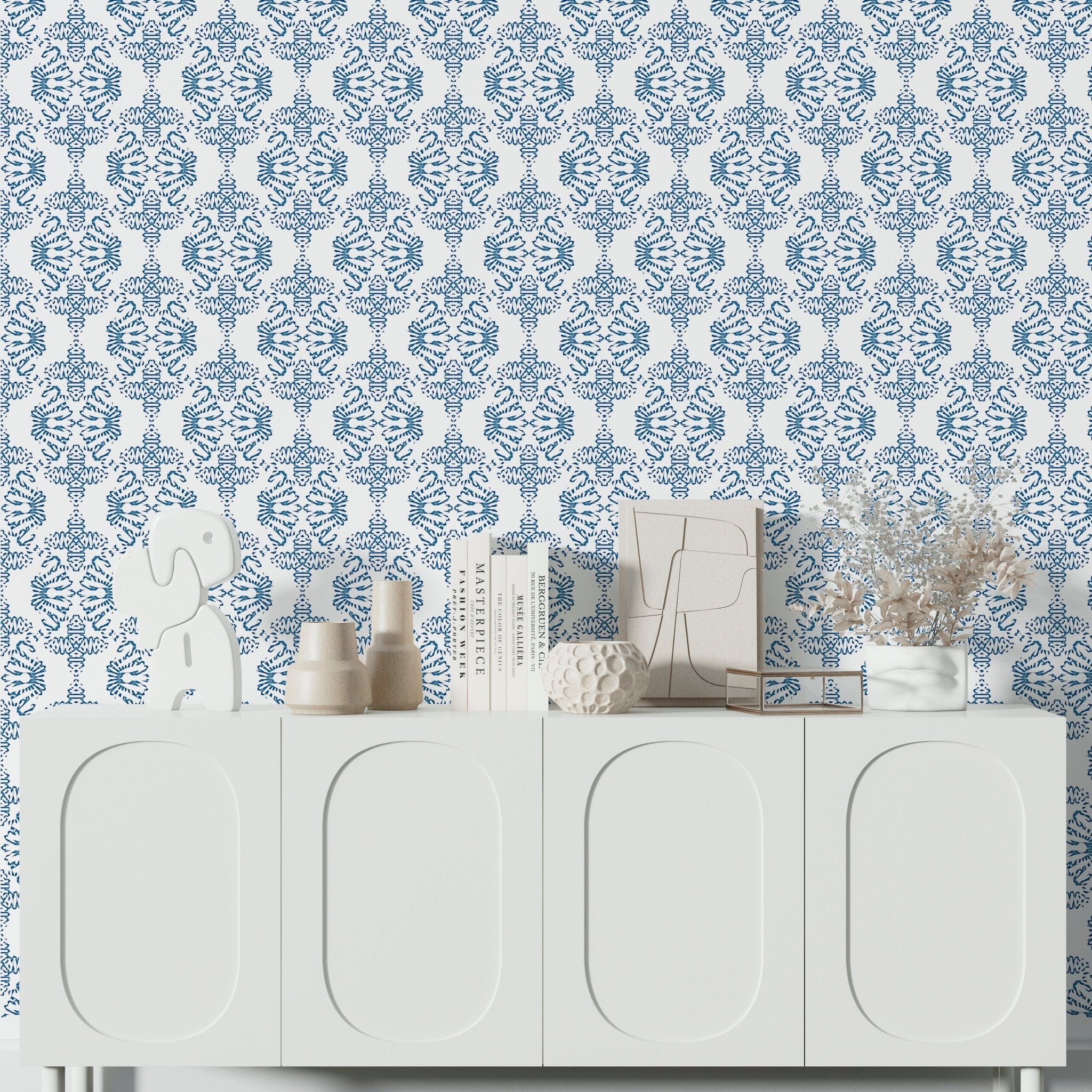 Blue Damask Wallpaper for a Vintage or Traditional Look