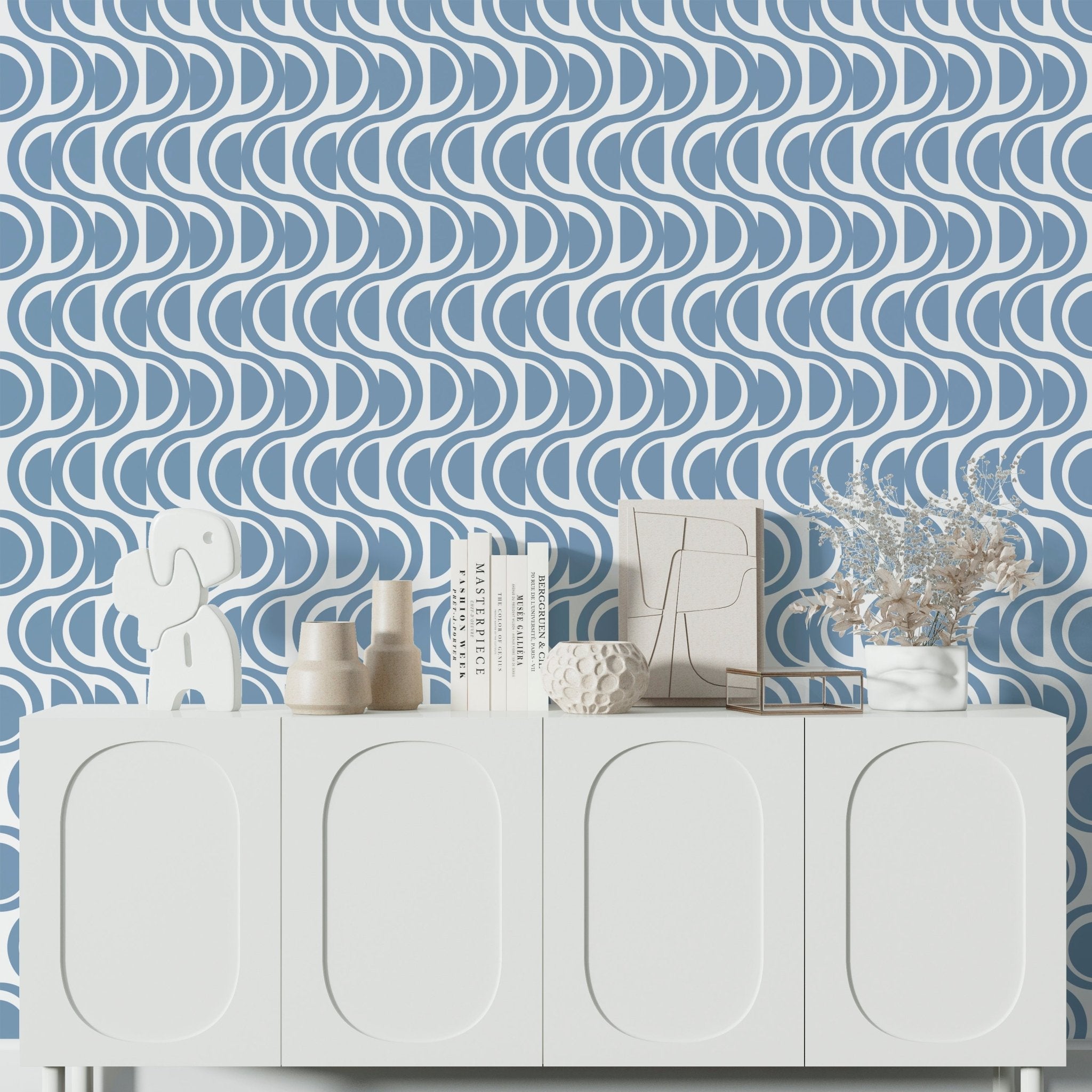 Waves Abstract Stripe Modern Wallpaper - Wallpaper | Victoria Bright Home - Colorful Modern Wallpaper For Your Home - - abstract,bedroom,black,black and white,blue,dining,Gray,green,kids,kitchen,modern,nursery,office,pink