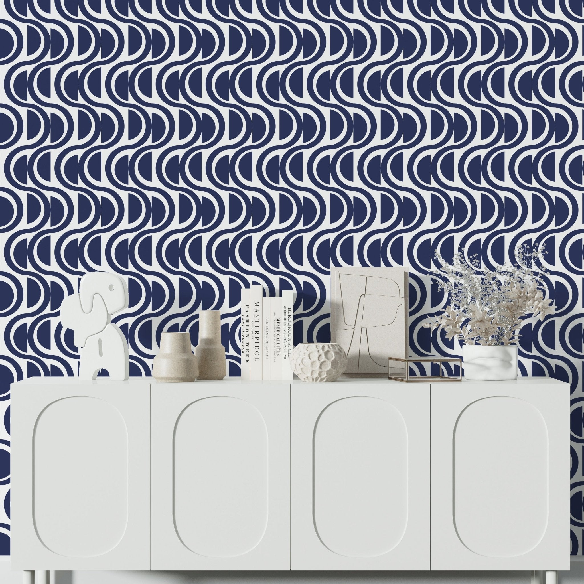 Waves Abstract Stripe Modern Wallpaper - Wallpaper | Victoria Bright Home - Colorful Modern Wallpaper For Your Home - - abstract,bedroom,black,black and white,blue,dining,Gray,green,kids,kitchen,modern,nursery,office,pink