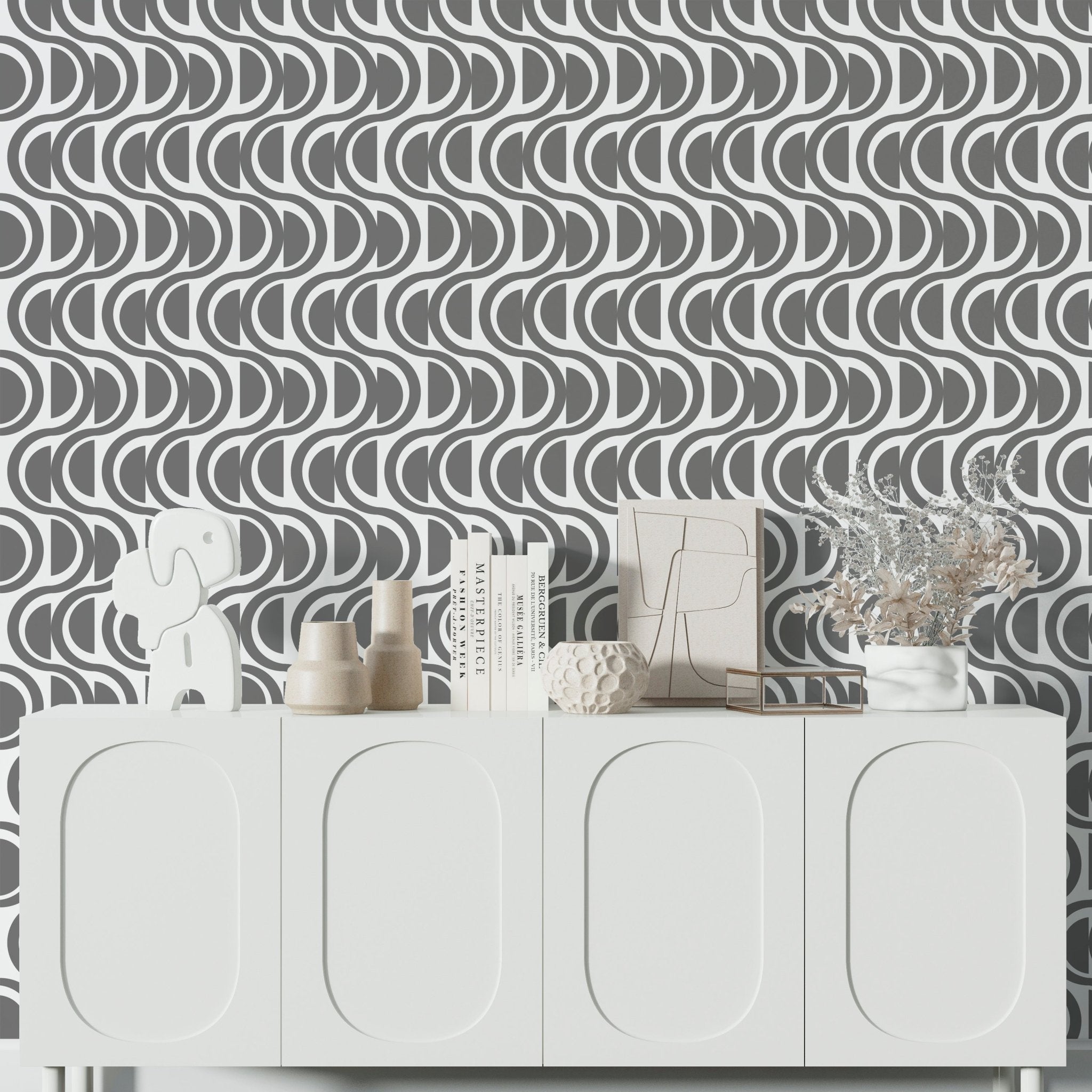 Waves Abstract Stripe Modern Wallpaper - Wallpaper | Victoria Bright Home - Colorful Modern Wallpaper For Your Home - - abstract,bedroom,black,black and white,blue,dining,Gray,green,kids,kitchen,modern,nursery,office,pink