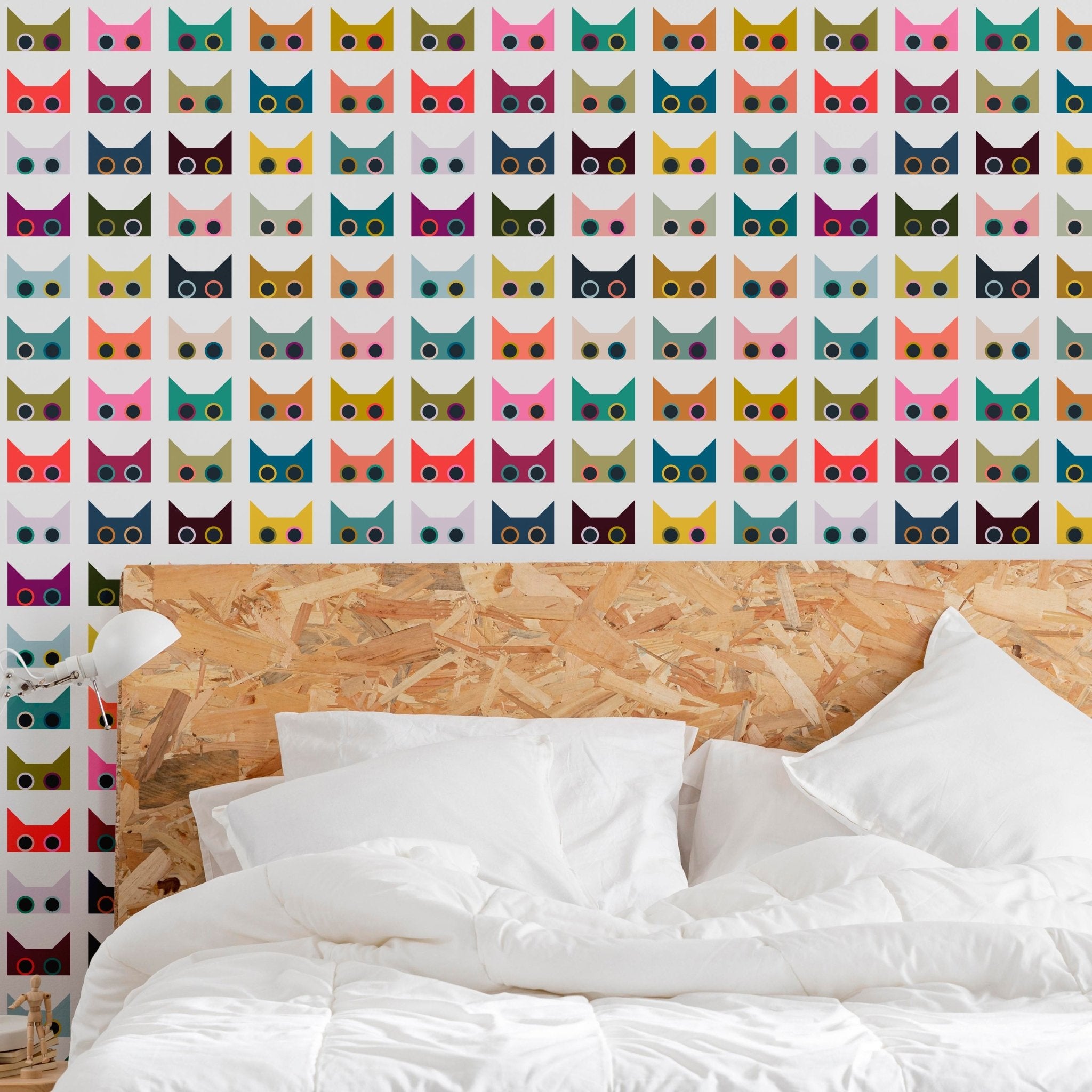 Scaredy Cats Feline Fine Cat Wallpaper for a Colorful Kid's Room or Cat Lover - Wallpaper | Victoria Bright Home - Colorful Modern Wallpaper For Your Home - - animal,bedroom,kids,mid century,modern,multicolor,nursery,office