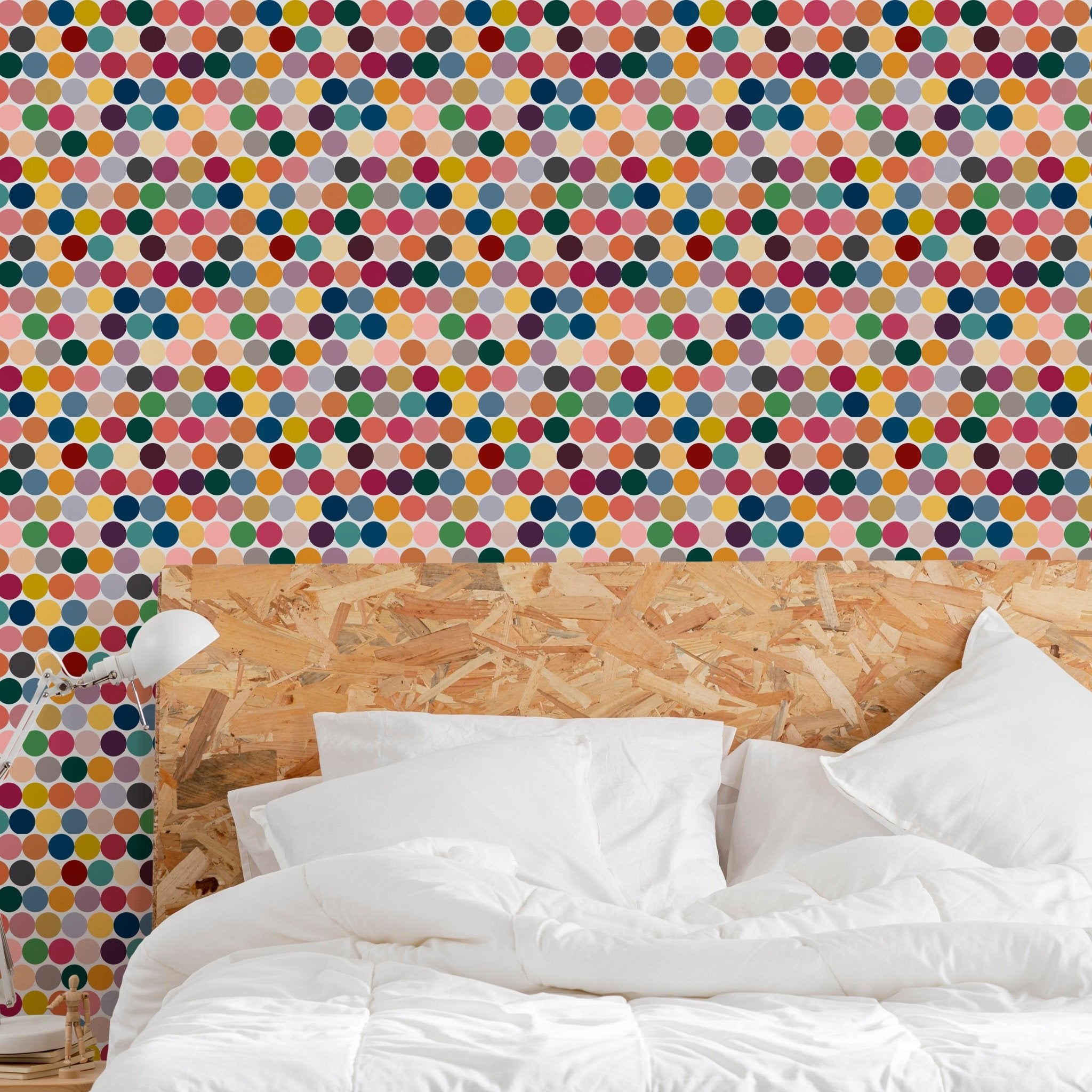 Meadowsweet Country Polka Dot Wallpaper for Farmhouse or Cottage - Wallpaper | Victoria Bright Home - Colorful Modern Wallpaper For Your Home - - bedroom,blue,coral,cream,dining,gold,Gray,green,kitchen,modern,multicolor,orange,pink,purple,red,yellow