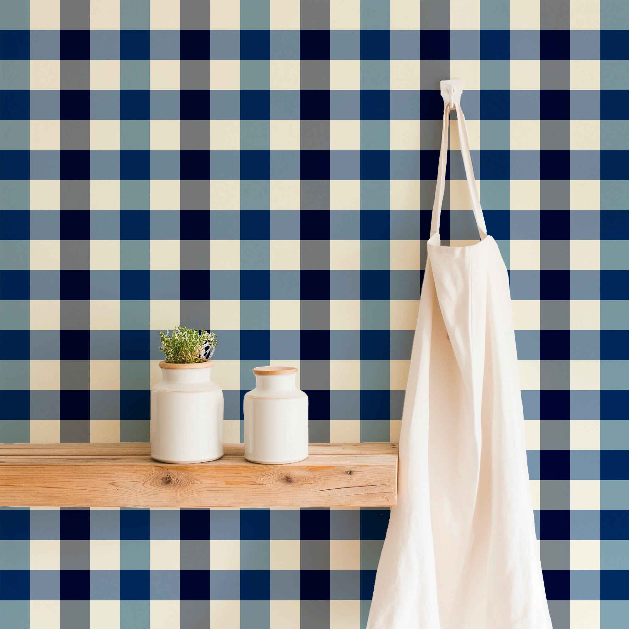 Country Plaid Wallpaper in Blue or Pink with Modern Flaire - Wallpaper | Victoria Bright Home - Colorful Modern Wallpaper For Your Home - - bedroom,blue,checkered,dining,kids,kitchen,modern,nursery,office,pink,plaid