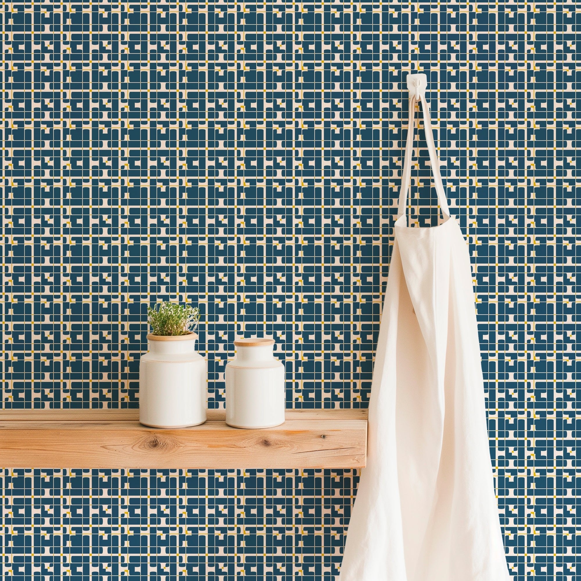Element Abstract Mid Century Modern Wallpaper for a Retro Vibe - Wallpaper | Victoria Bright Home - Colorful Modern Wallpaper For Your Home - - abstract,blue,green,kitchen,mid century,modern,office,retro,sixties,yellow
