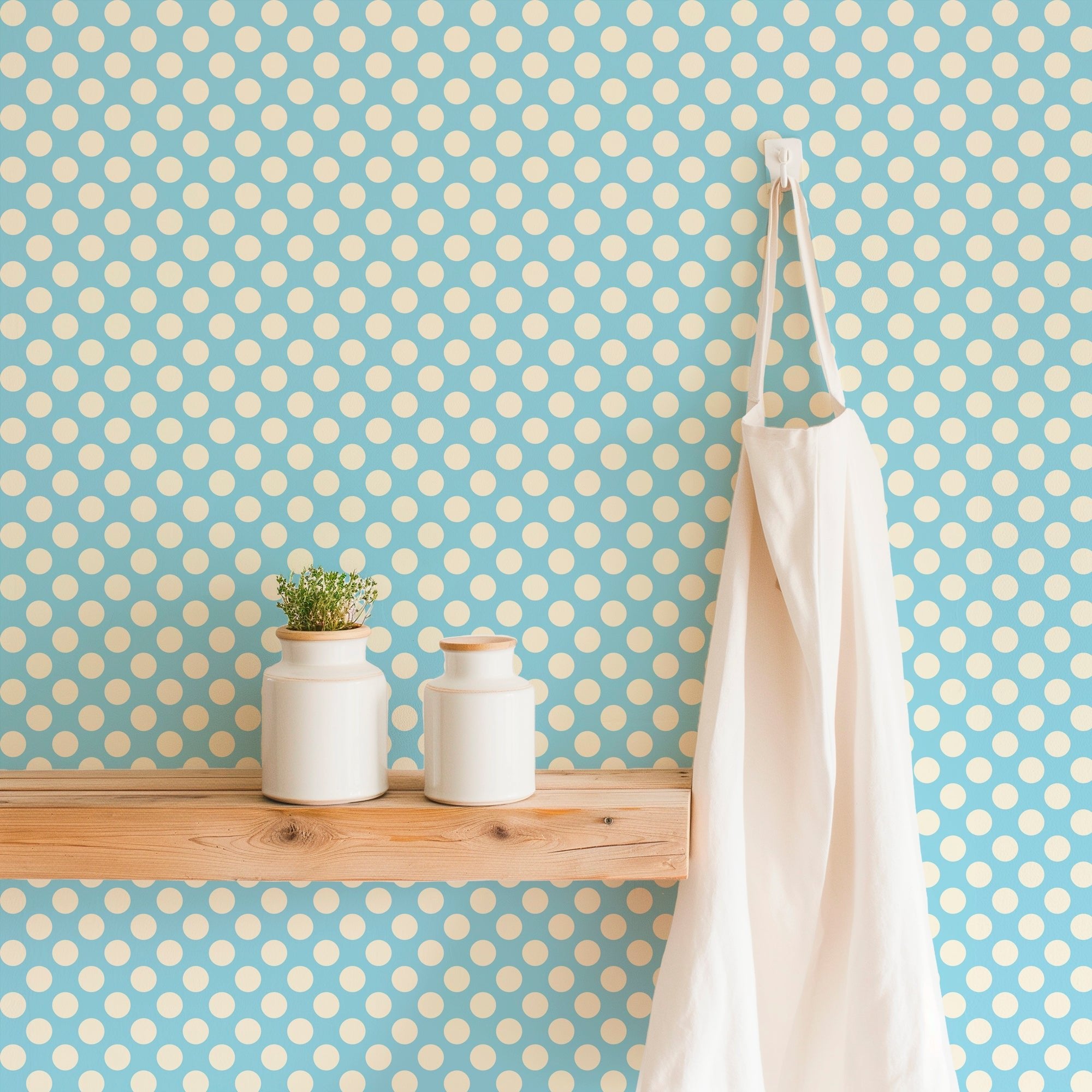 Modernist Mini Dot Wallpaper in Nostalgic Colors for Mid Century Modern Decor - Wallpaper | Victoria Bright Home - Colorful Modern Wallpaper For Your Home - - bedroom,blue,dining,dots,feminine,green,kids,kitchen,mid century,modern,nursery,office,red,retro,sixties,yellow