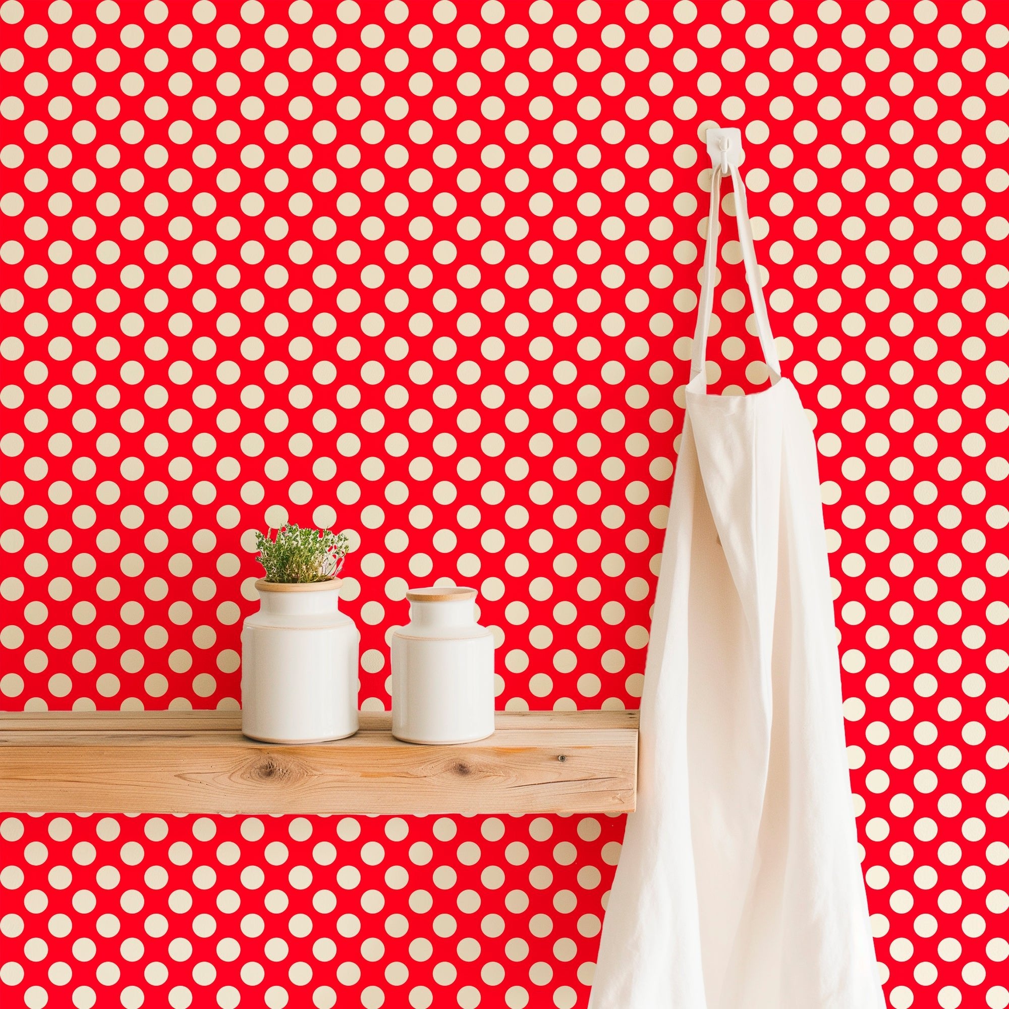 Modernist Mini Dot Wallpaper in Nostalgic Colors for Mid Century Modern Decor - Wallpaper | Victoria Bright Home - Colorful Modern Wallpaper For Your Home - - bedroom,blue,dining,dots,feminine,green,kids,kitchen,mid century,modern,nursery,office,red,retro,sixties,yellow