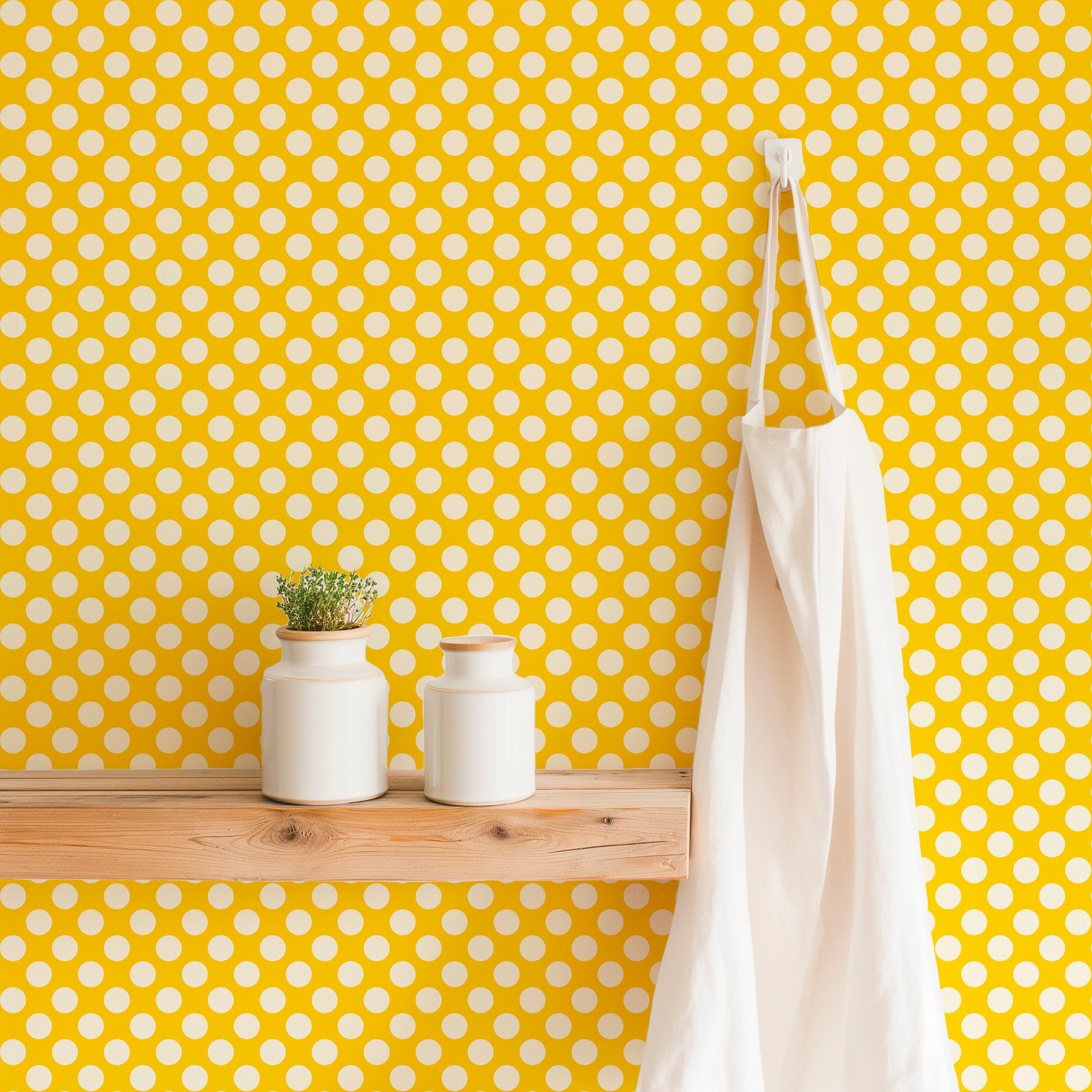 Modernist Mini Dot Wallpaper in Nostalgic Colors for Mid Century Modern Decor - Wallpaper | Victoria Bright Home - Colorful Modern Wallpaper For Your Home - - bedroom,blue,dining,dots,feminine,green,kids,kitchen,mid century,modern,nursery,office,red,retro,sixties,yellow