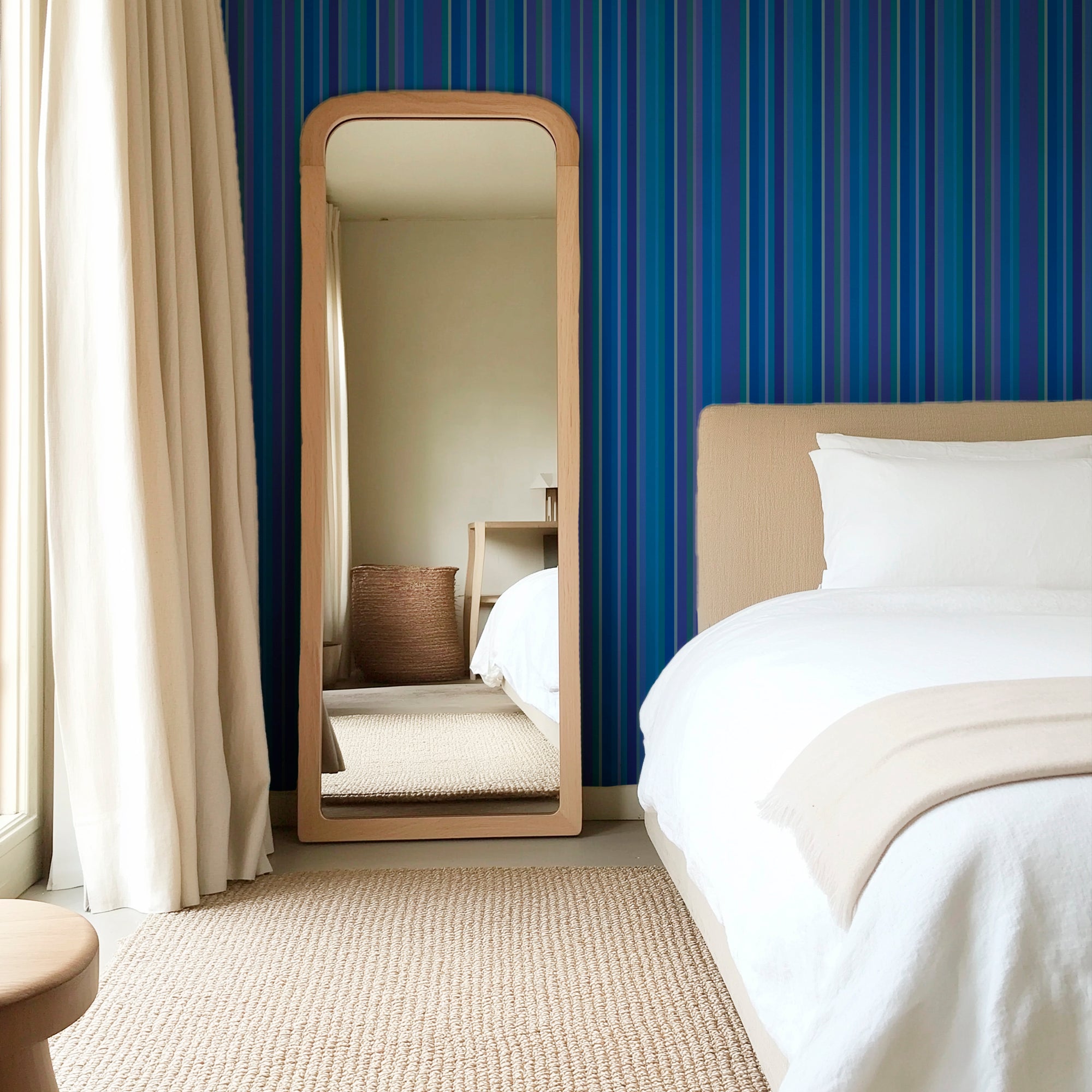 Cabana Blue Striped Wallpaper for a Vibrant Beach Theme - Wallpaper | Victoria Bright Home - Colorful Modern Wallpaper For Your Home - - bedroom,blue,dining,kids,office,stripes,traditional