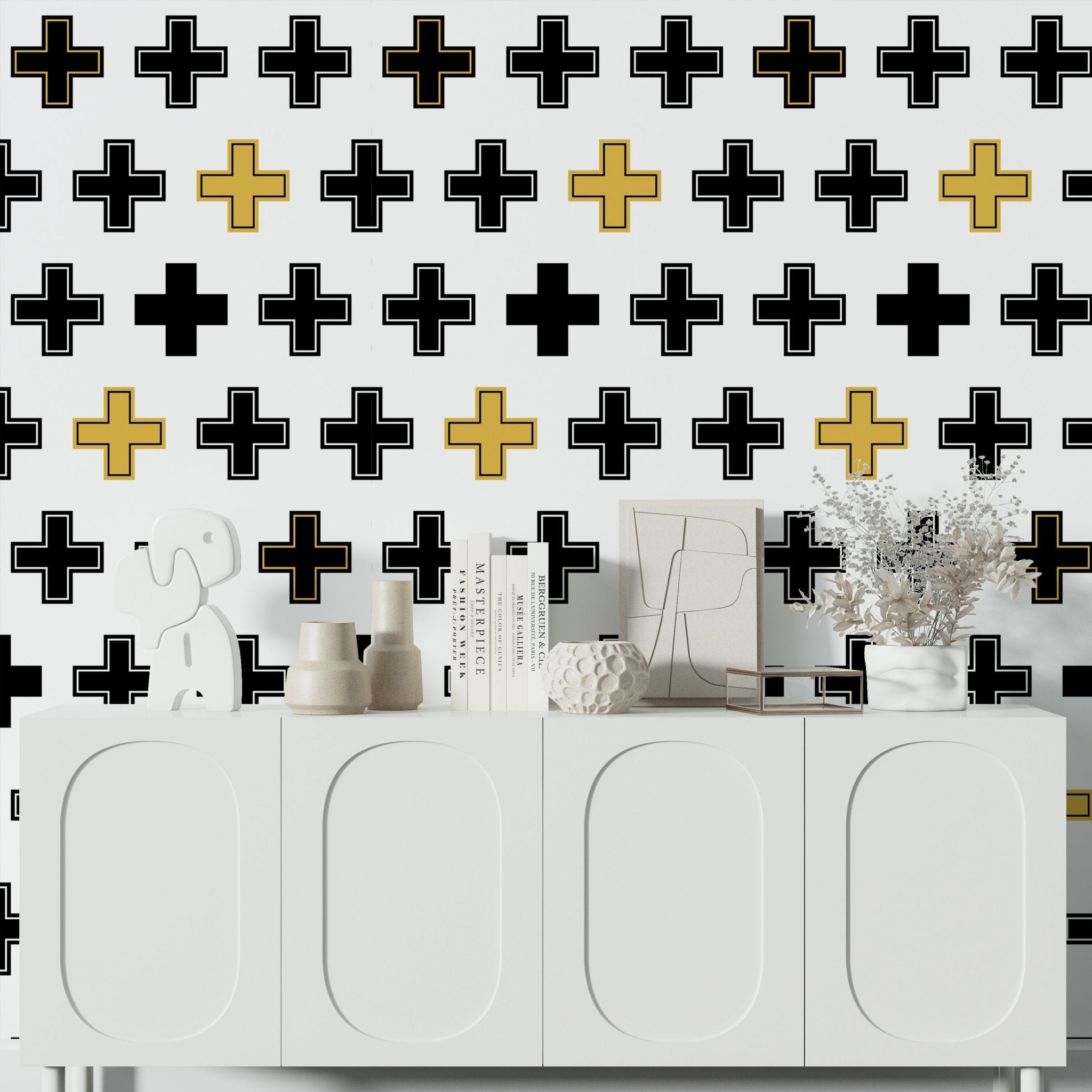 Scandinavian Black and White Bumblebee Crossing Wallpaper Ultra Modern - Wallpaper | Victoria Bright Home - Colorful Modern Wallpaper For Your Home - - black,black and white,living,modern,nursery,office,scandinavian,yellow