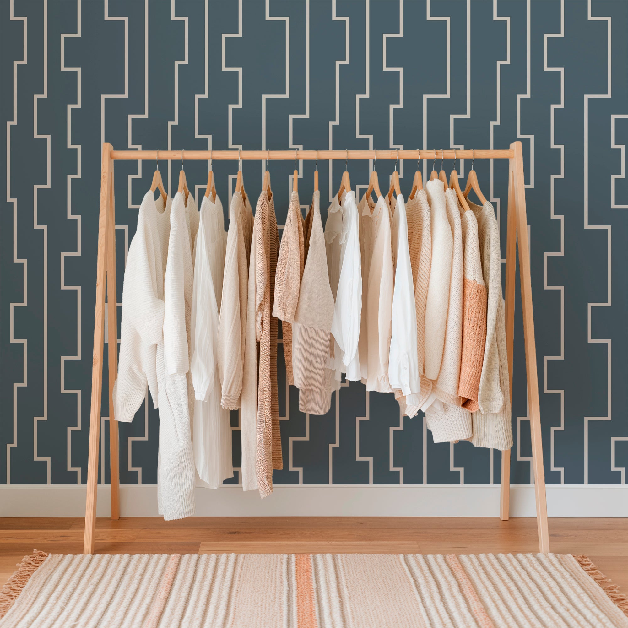 Farmhouse Modern Abstract Stripe Wallpaper in Fresh Colors - Wallpaper | Victoria Bright Home - Colorful Modern Wallpaper For Your Home - - abstract,bedroom,blue,dining,Gray,green,living,modern,office,stripes,turquoise