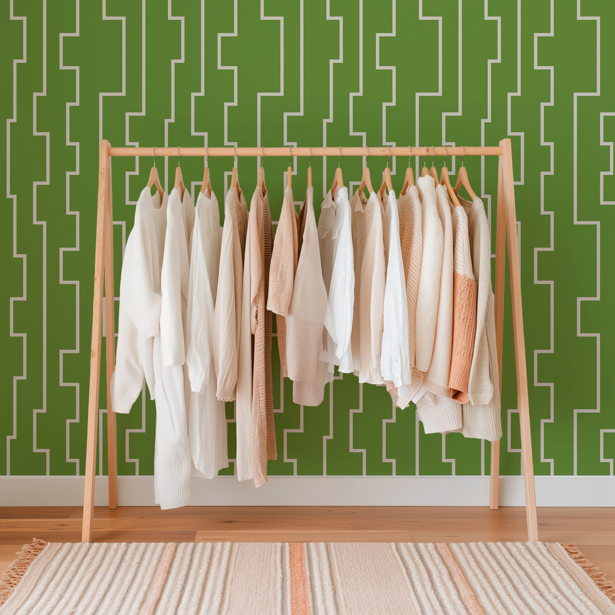 Farmhouse Modern Abstract Stripe Wallpaper in Fresh Colors - Wallpaper | Victoria Bright Home - Colorful Modern Wallpaper For Your Home - - abstract,bedroom,blue,dining,Gray,green,living,modern,office,stripes,turquoise