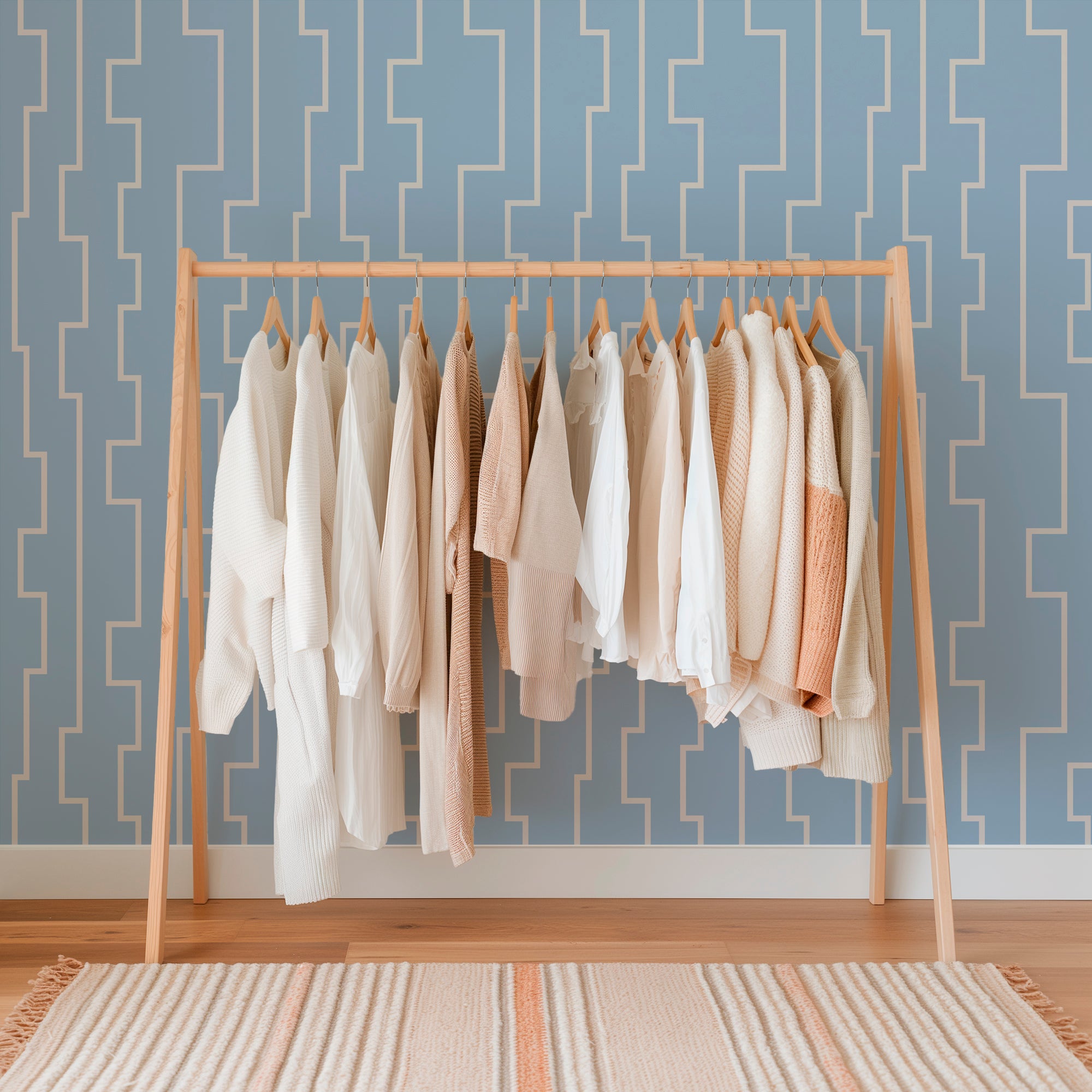 Farmhouse Modern Abstract Stripe Wallpaper in Fresh Colors - Wallpaper | Victoria Bright Home - Colorful Modern Wallpaper For Your Home - - abstract,bedroom,blue,dining,Gray,green,living,modern,office,stripes,turquoise