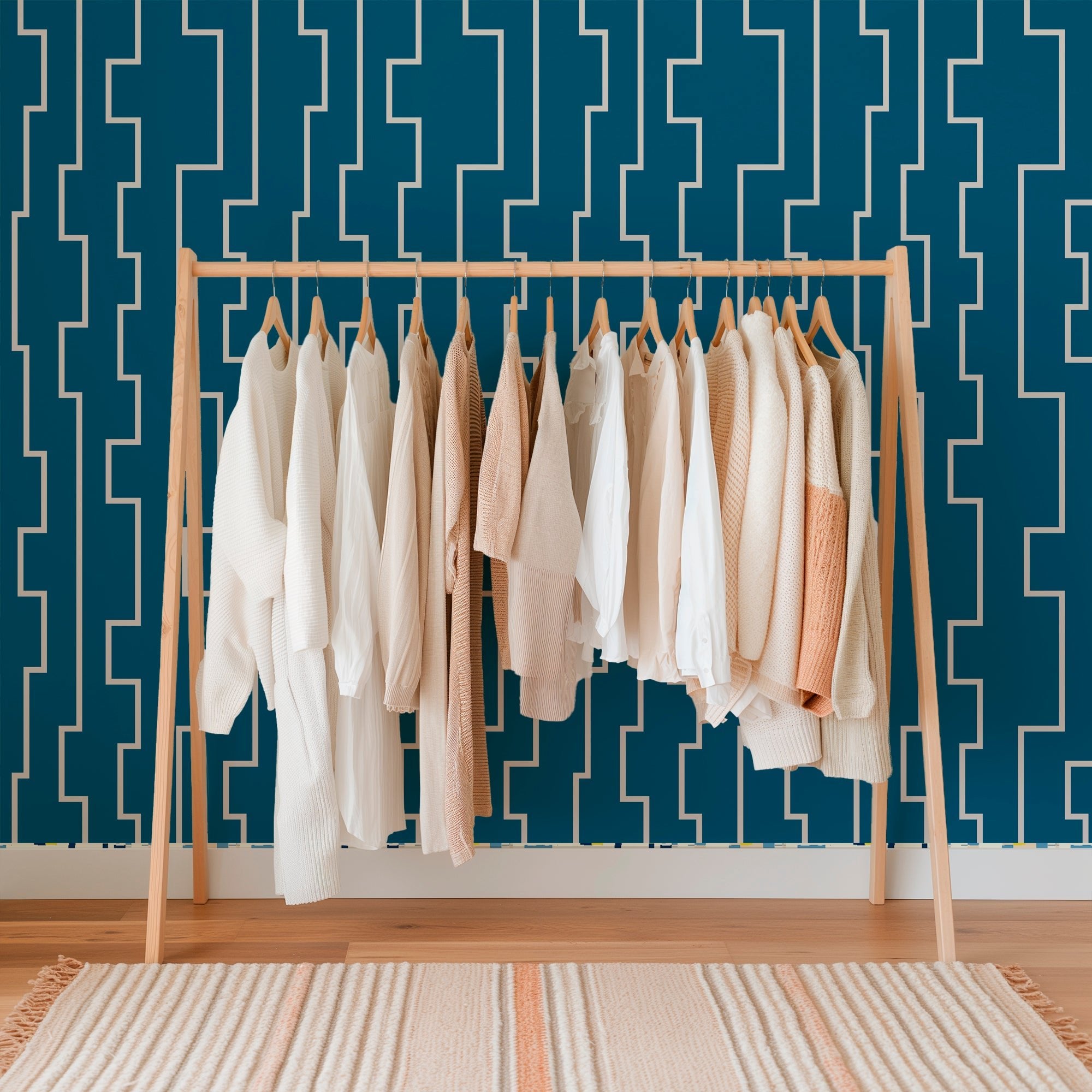 Farmhouse Modern Abstract Stripe Wallpaper in Fresh Colors - Wallpaper | Victoria Bright Home - Colorful Modern Wallpaper For Your Home - - abstract,bedroom,blue,dining,Gray,green,living,modern,office,stripes,turquoise