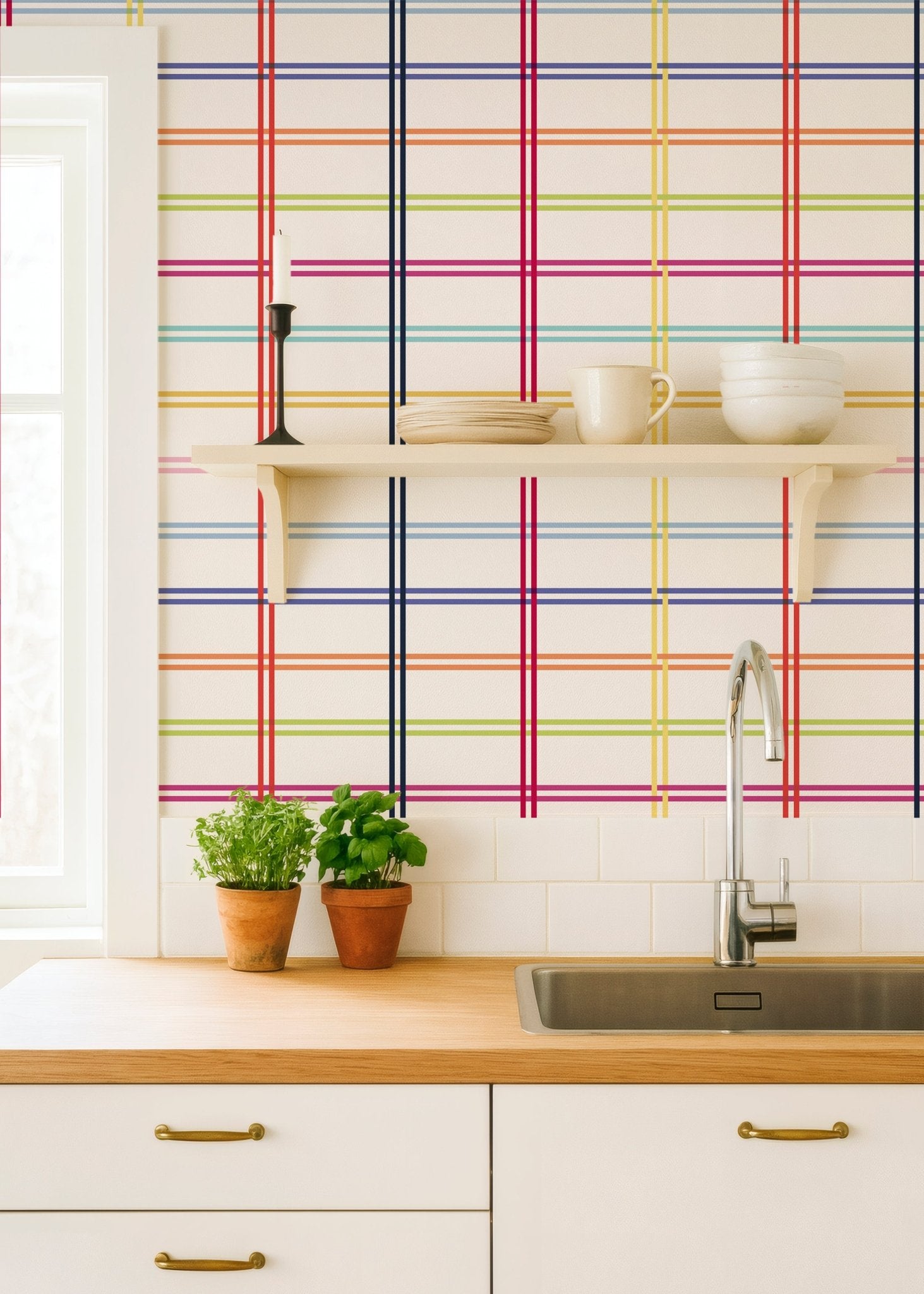 Lollipop Plaid Wallpaper – Retro Candy Stripe Pattern | Victoria Bright Home