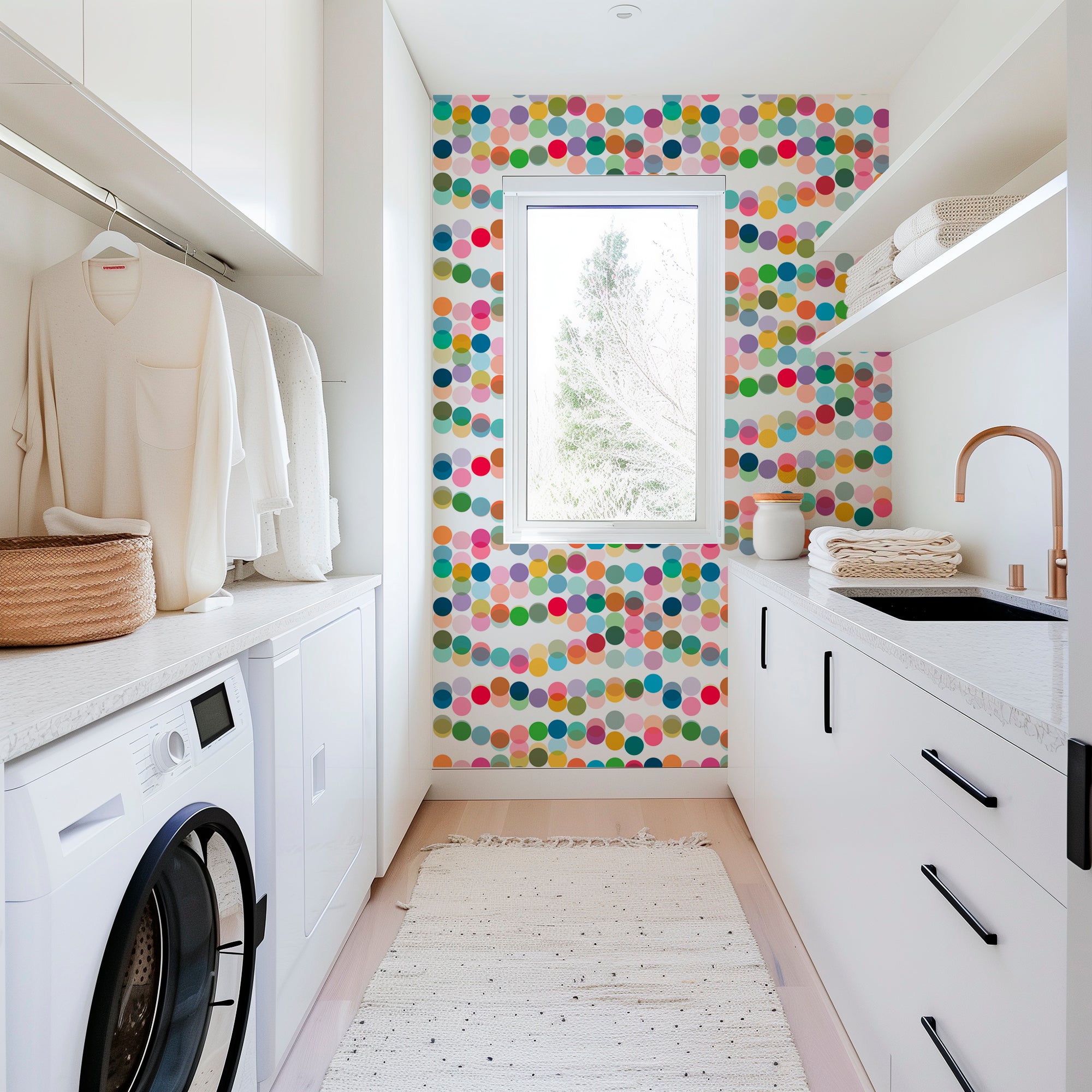 Colorful Pop Art Polka Dot Wallpaper for a Party Theme