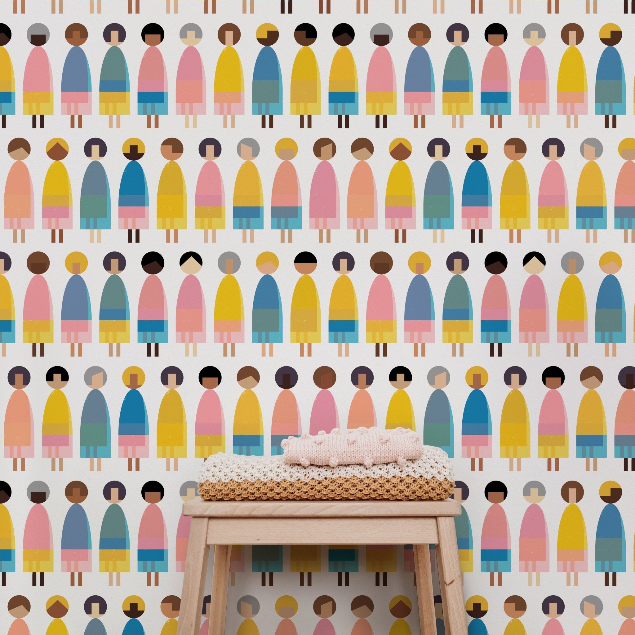 Girl Power Scandi Japandi Doll Wallpaper for a Girl&