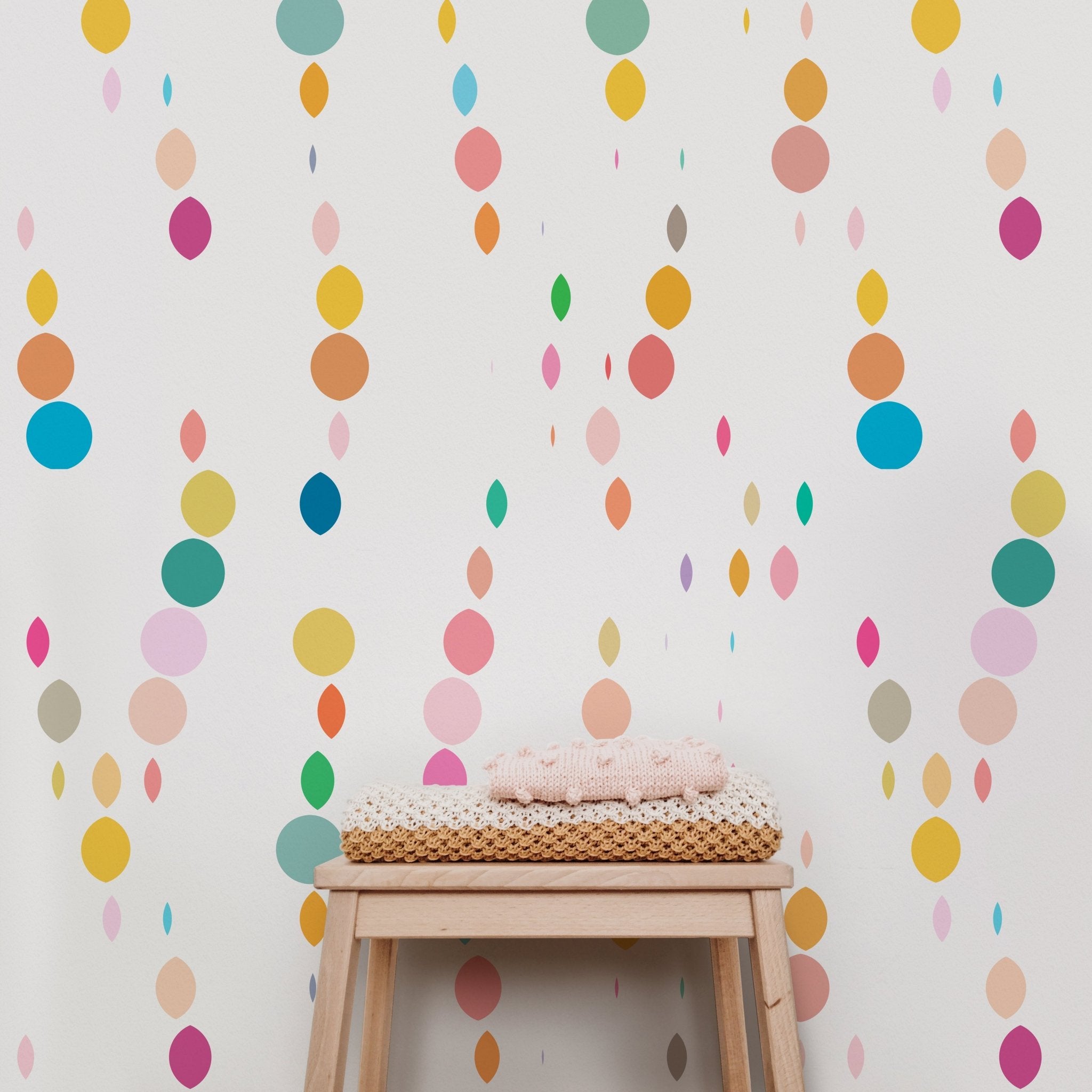 Charming Kids Confetti Raindrops Wallpaper for a Nursery or Bedroom - Wallpaper | Victoria Bright Home - Colorful Modern Wallpaper For Your Home - - abstract,bedroom,kids,modern,multicolor,nursery,stripes