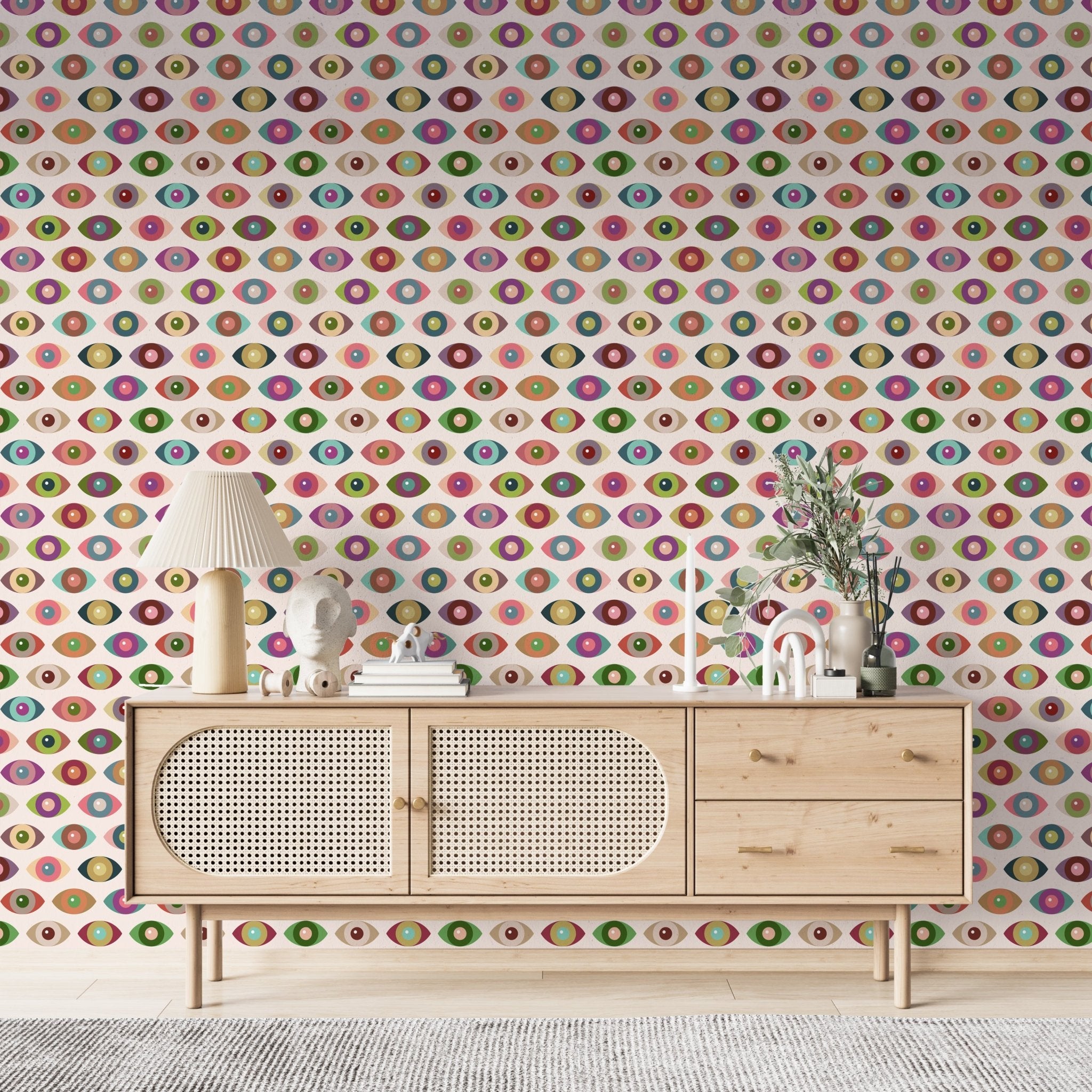 Retro Novelty Eyeball Wallpaper - Fun Novelty Peepers Design for Kids & Bathrooms