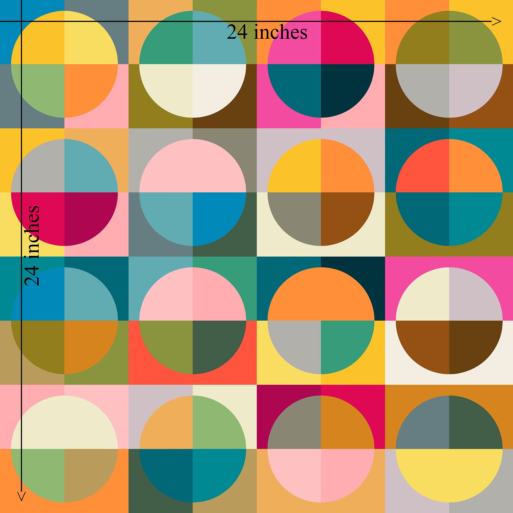 Vibrant Mid Century Modern Split Circles Wallpaper for a Maximalist Aesthetic - Wallpaper | Victoria Bright Home - Colorful Modern Wallpaper For Your Home - - bedroom,dots,kids,living,mid century,modern,multicolor,nursery,office,retro,sixties