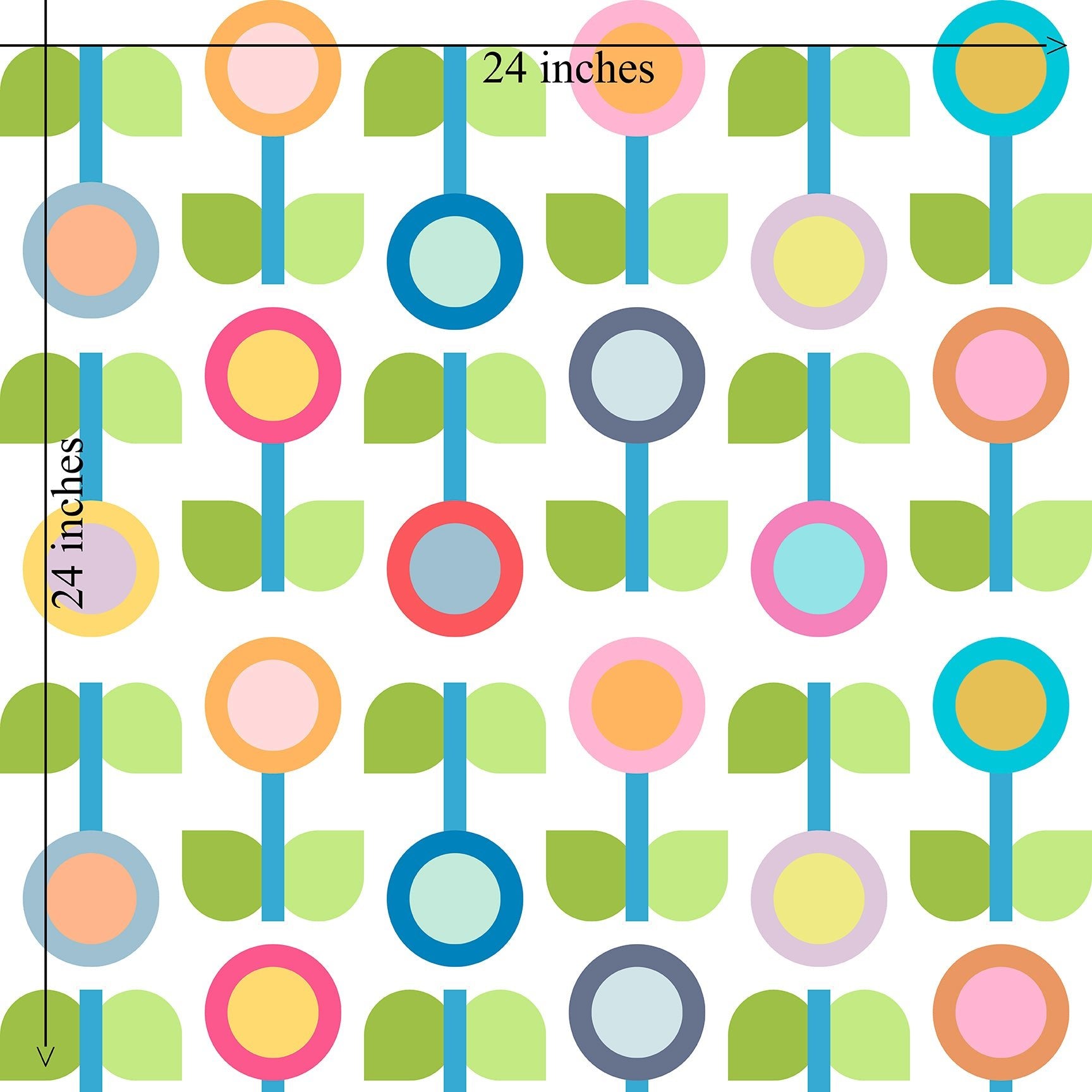 Scandinavian Modern Flower Wallpaper for Kitchens and Children - Wallpaper | Victoria Bright Home - Colorful Modern Wallpaper For Your Home - - bedroom,floral,green,kids,kitchen,Minimalist,modern,multicolor,nursery,pink,retro,scandinavian,vintage