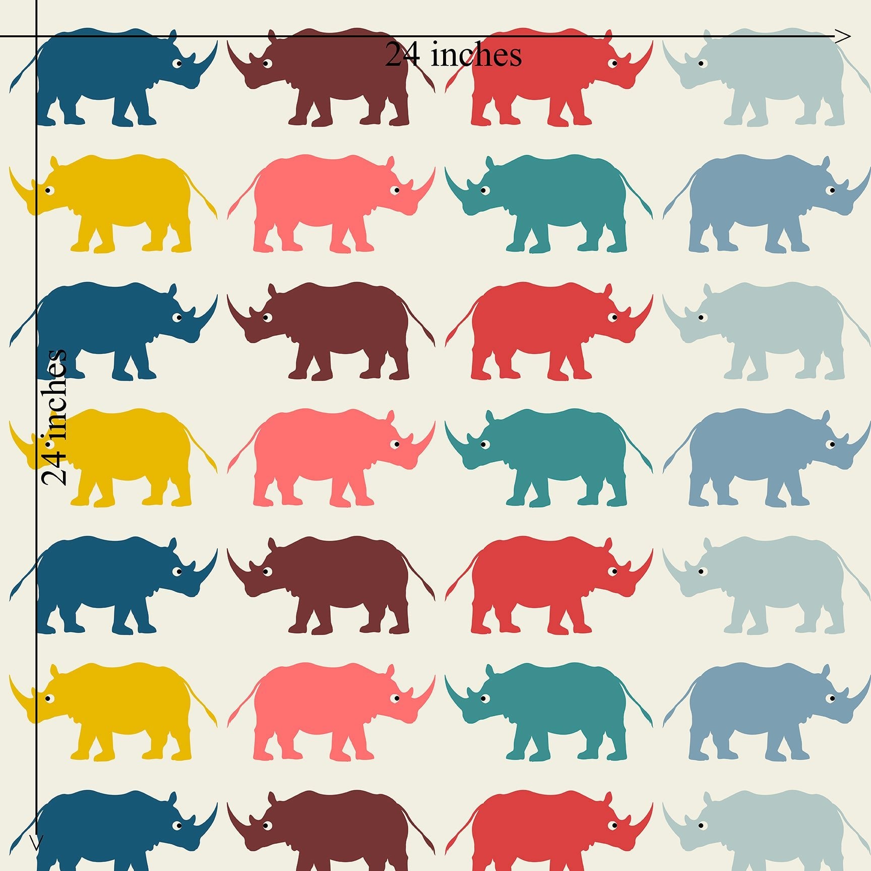Retro Modern Rhino Safari Wallpaper Save the Rhinos - Wallpaper | Victoria Bright Home - Colorful Modern Wallpaper For Your Home - - animal,bedroom,kids,modern,multicolor,nursery,retro