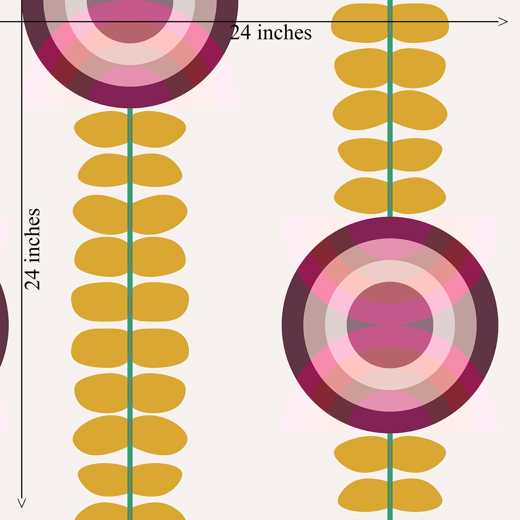 Swedish Floral Scandinavian Wallpaper in Pink and Gold - Wallpaper | Victoria Bright Home - Colorful Modern Wallpaper For Your Home - - feminine,floral,kids,modern,nursery,pink,scandinavian,sixties,yellow