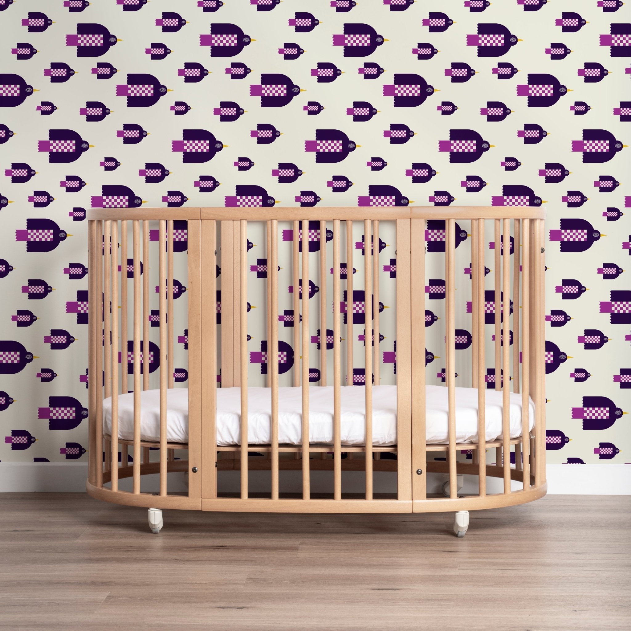 Folk Art Bird Wallpaper for a Country Living Inspired Decor Theme
