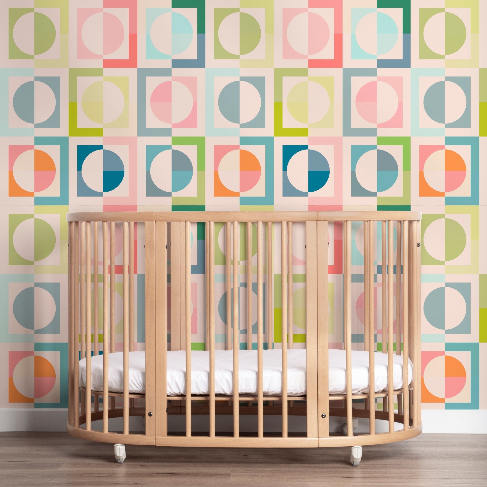 Halvsies Pastel Retro Modern Wallpaper for Nursery and Kid&