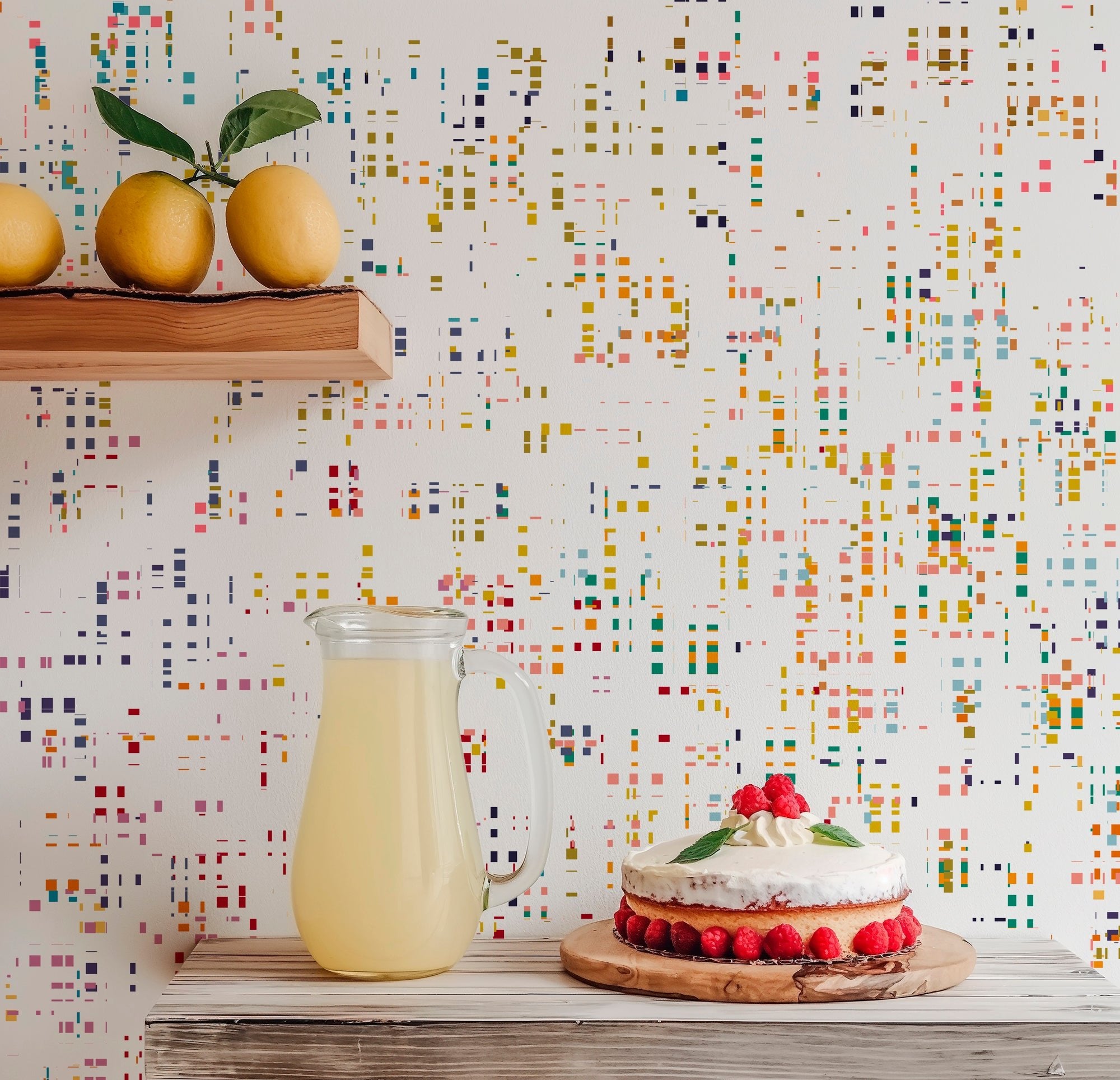 Modern Minimalist Multicolor Mosaic Wallpaper with a Futuristic Pixelated Appeal - Wallpaper | Victoria Bright Home - Colorful Modern Wallpaper For Your Home - - abstract,bedroom,dining,kids,modern,multicolor,nursery