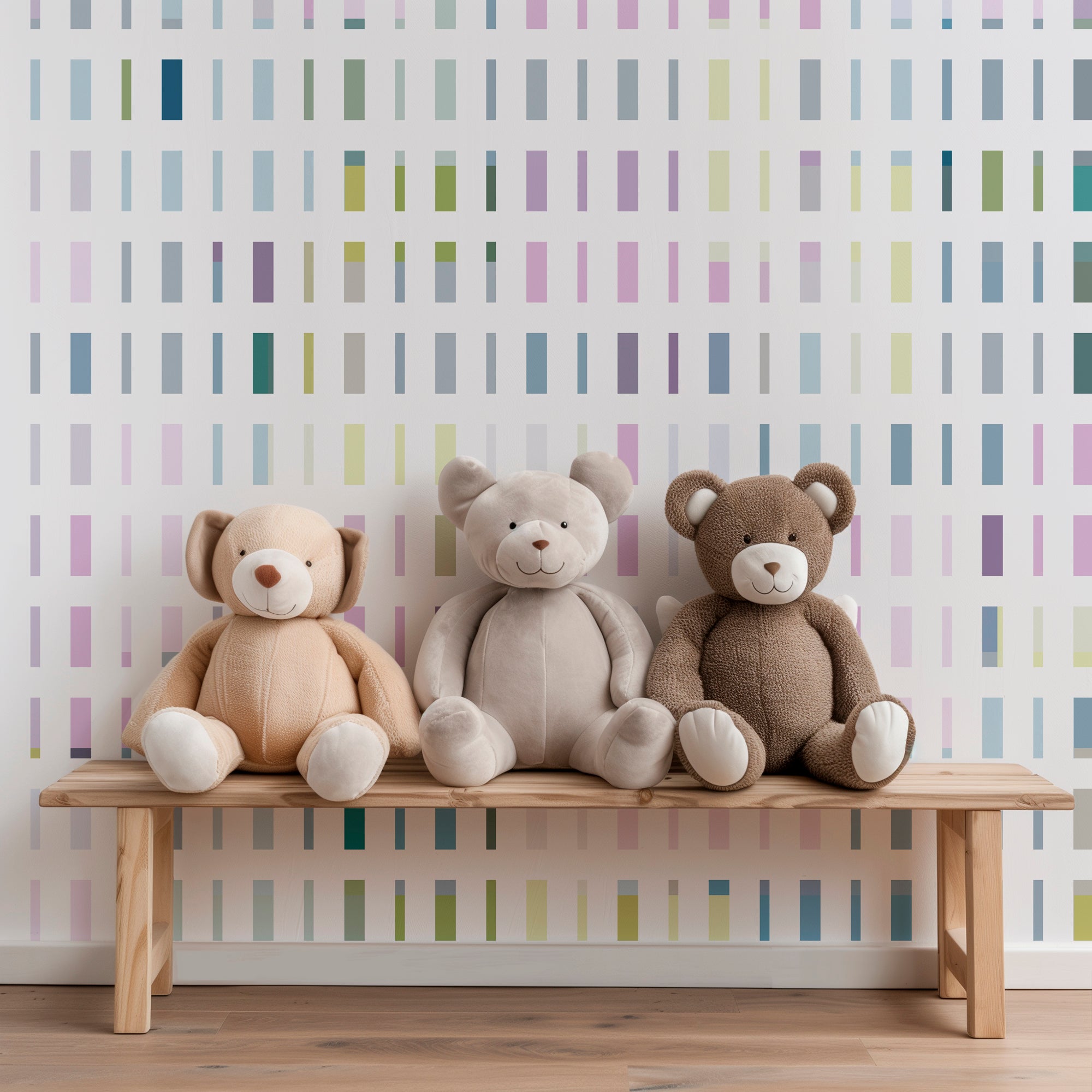 Contemporary Modern Pixelated Wallpaper in Soft Subtle Pastels for a Minimalist Look - Wallpaper | Victoria Bright Home - Colorful Modern Wallpaper For Your Home - - bedroom,dining,kids,kitchen,modern,multicolor,nursery,office,stripes
