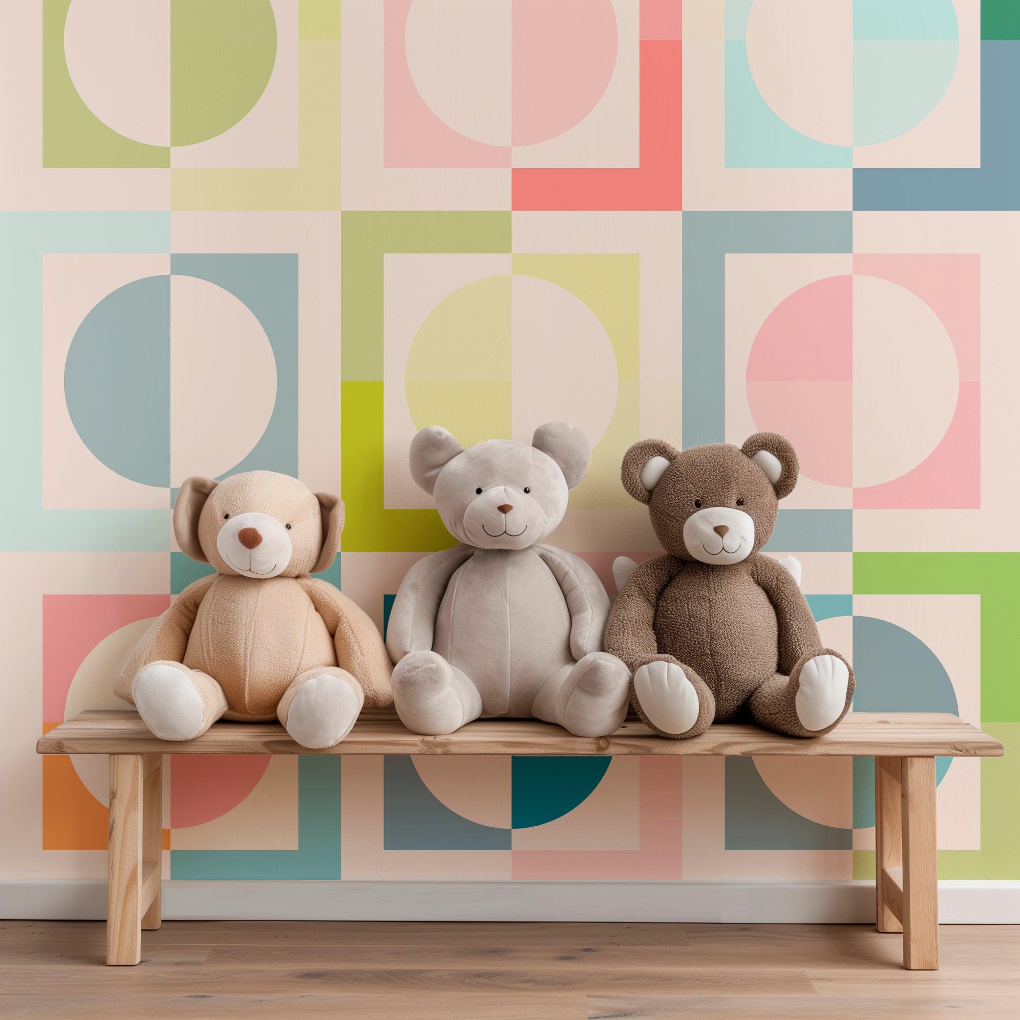 Halvsies Pastel Retro Modern Wallpaper for Nursery and Kid&