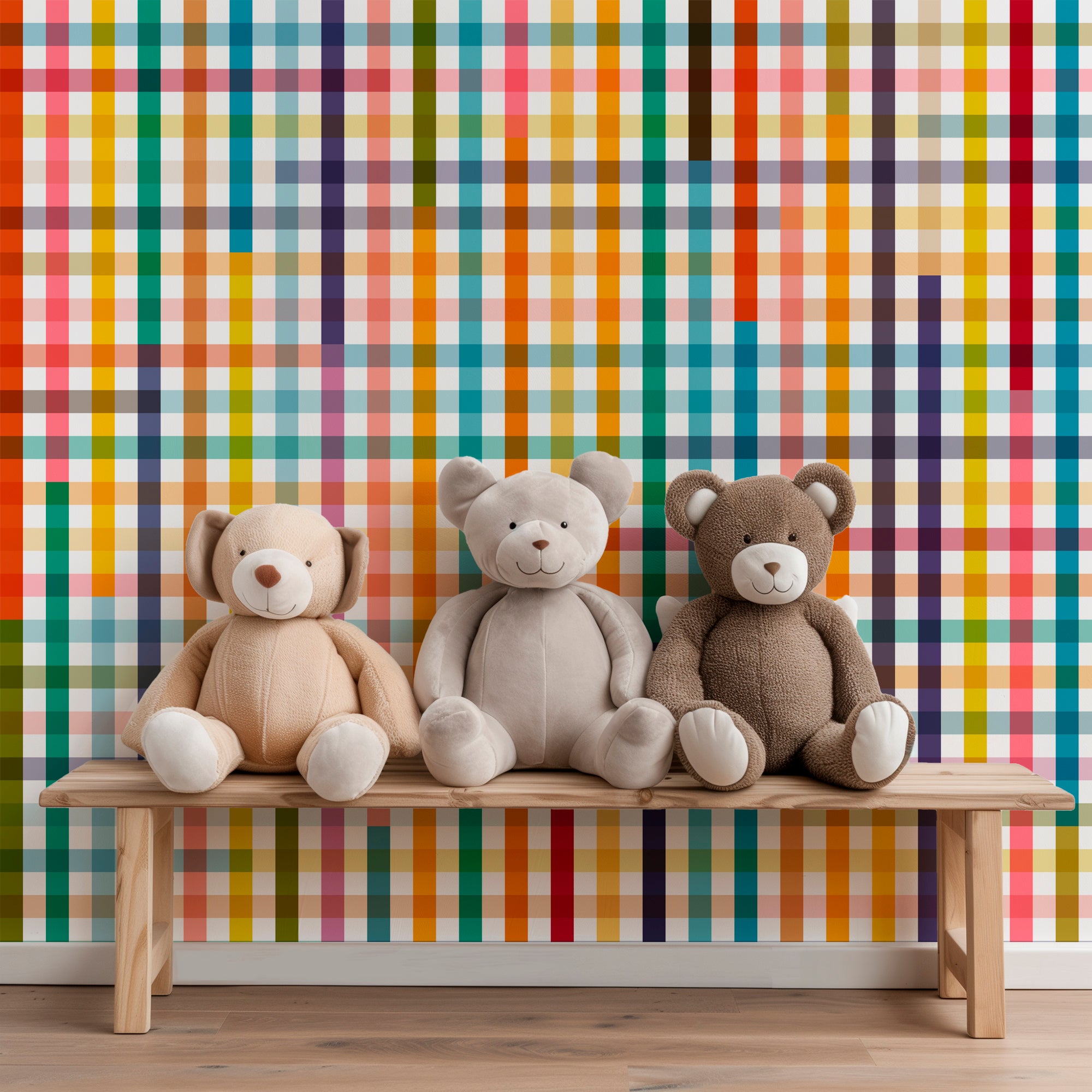 Confetti Party Plaid Wallpaper for a Nursery or Kid&