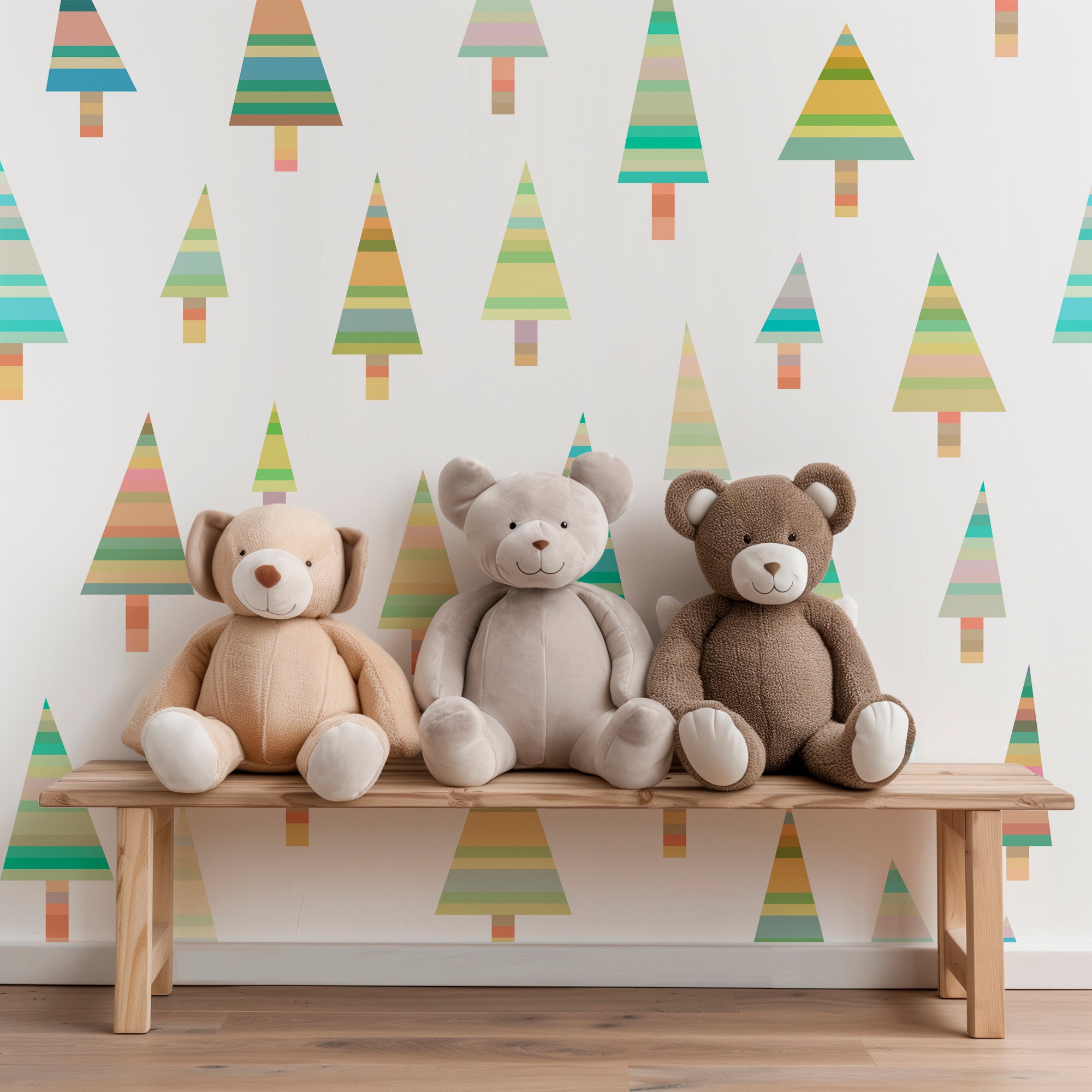 Woodland Folk Modern Wallpaper for the Nursery or a Child&
