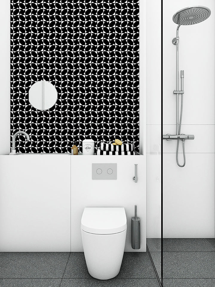 Chasing Charlie Modern Geometric Wallpaper - Wallpaper | Victoria Bright Home - Colorful Modern Wallpaper For Your Home - - bedroom,black,black and white,blue,dining,kitchen,living,modern,office,red,traditional