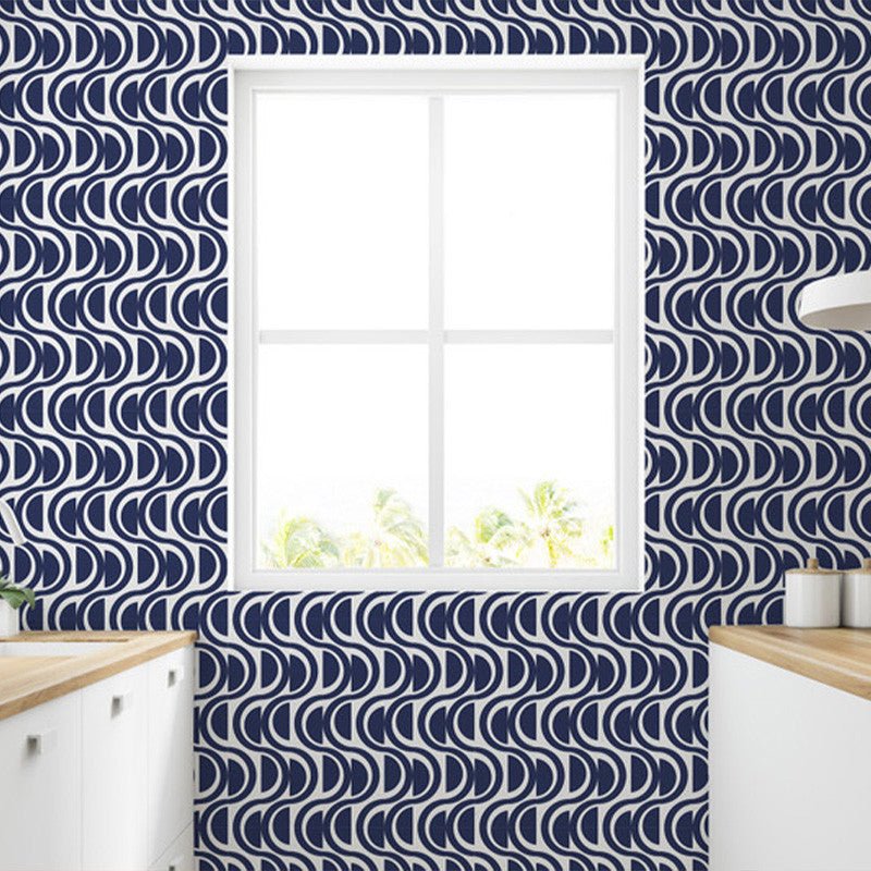 Waves Abstract Stripe Modern Wallpaper - Wallpaper | Victoria Bright Home - Colorful Modern Wallpaper For Your Home - - abstract,bedroom,black,black and white,blue,dining,Gray,green,kids,kitchen,modern,nursery,office,pink