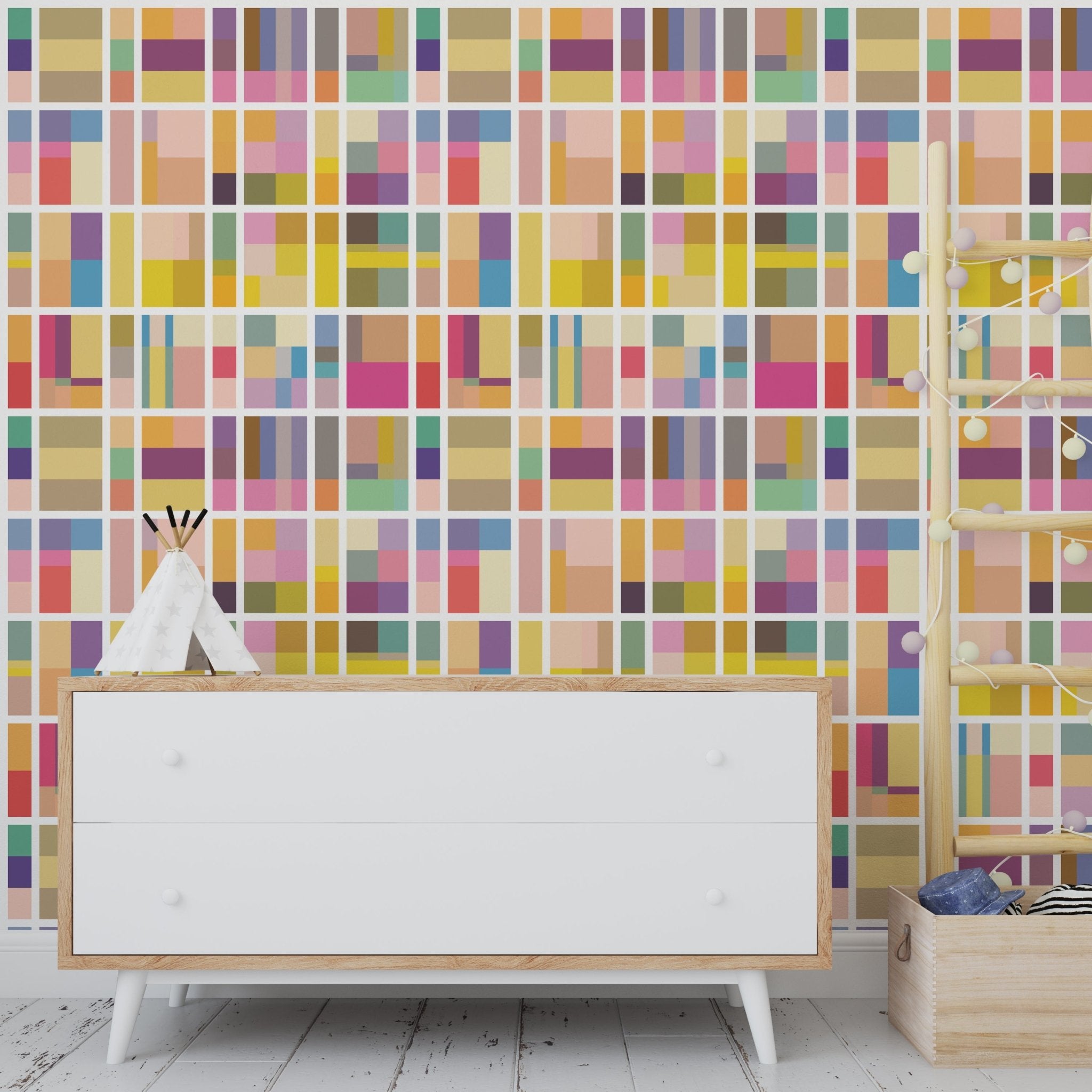 Mirabel Geometric Modern Wallpaper for a Bold Maximalist Look - Wallpaper | Victoria Bright Home - Colorful Modern Wallpaper For Your Home - - abstract,bedroom,dining,feminine,geometric,gold,green,kids,modern,multicolor,office,pink